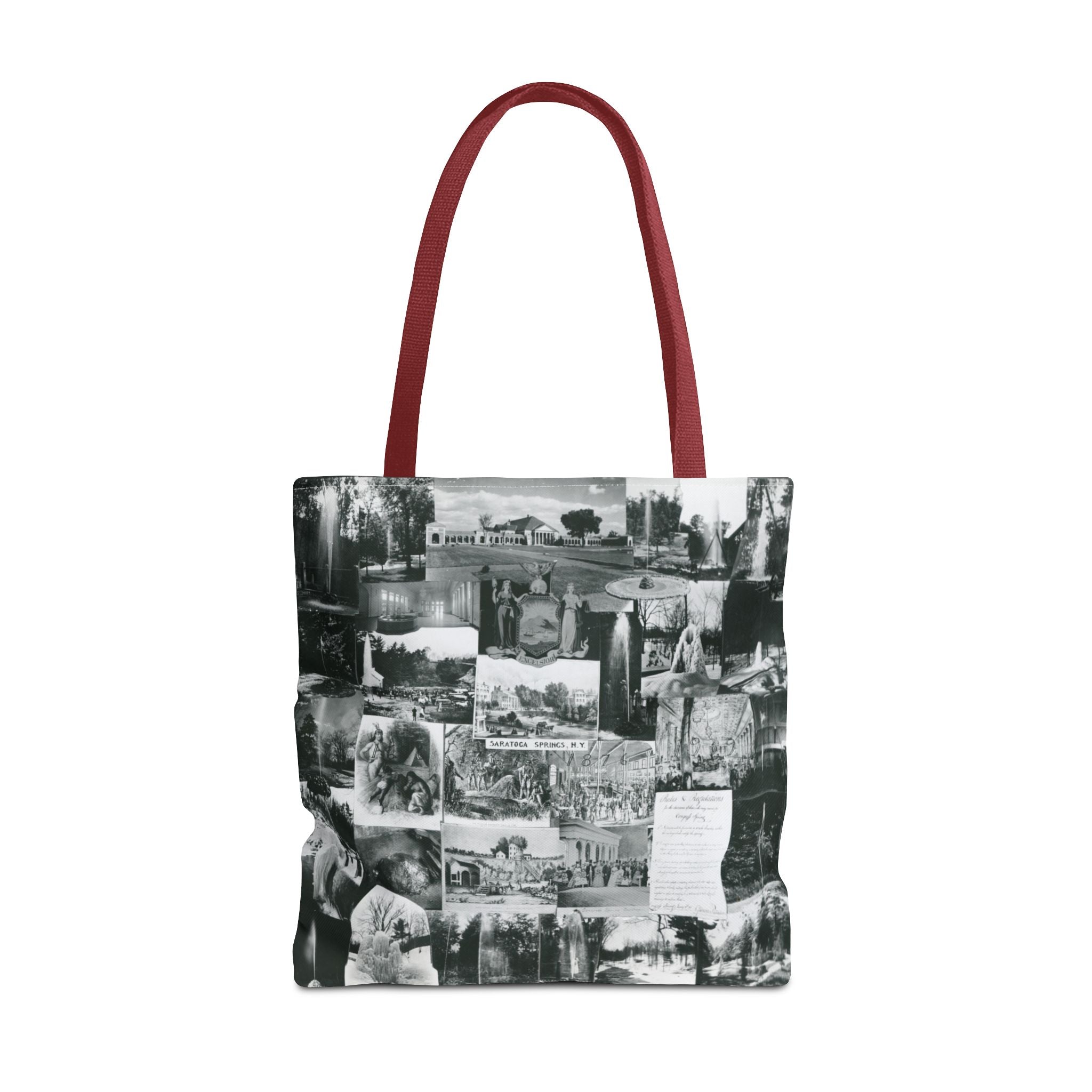 Saratoga Springs Vintage Photo Collage Tote Bag — Black & White Souvenir