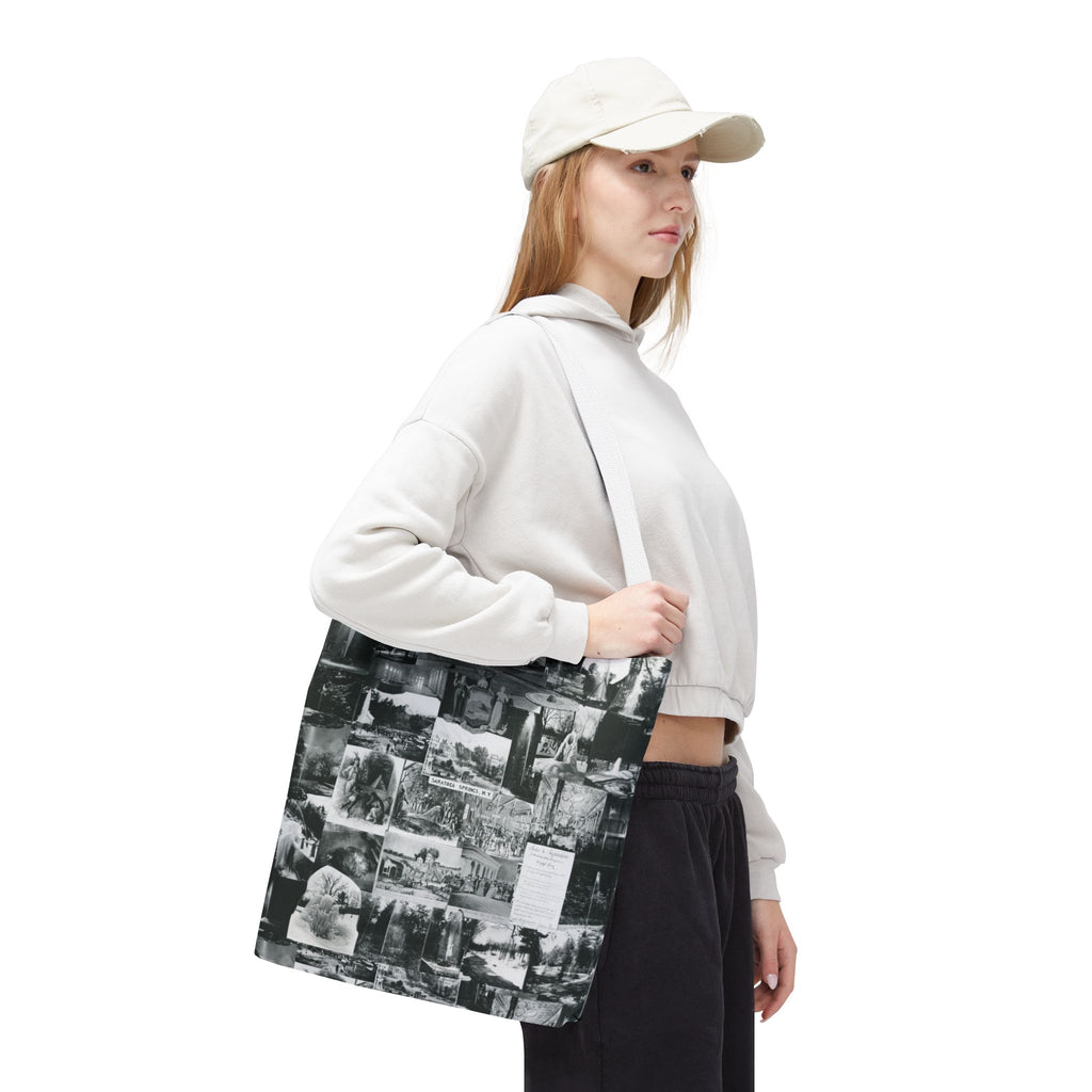 Saratoga Springs Vintage Photo Collage Tote Bag — Black & White Souvenir