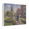 Impressionist Garden Stroll Matte Canvas Wall Art — Victorian Couple in Saratoga Springs