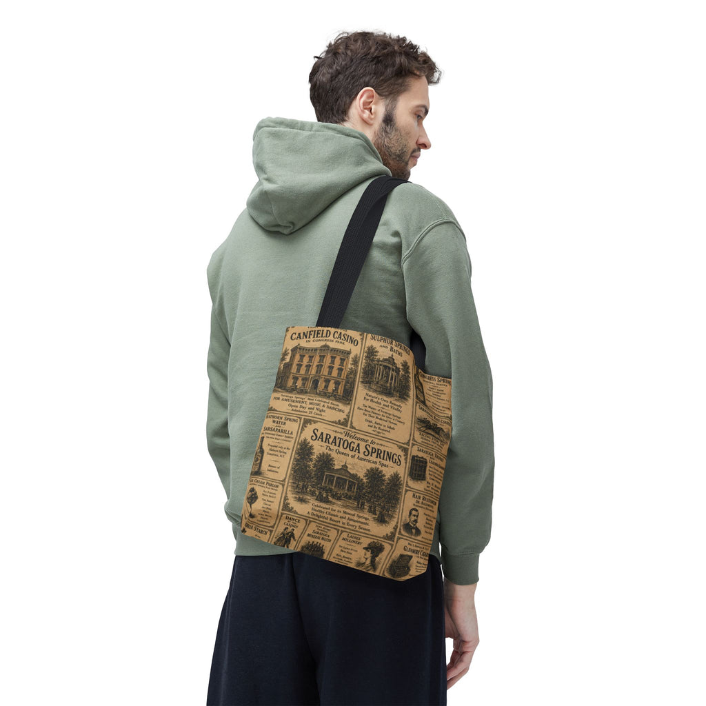 Saratoga Springs Vintage Newspaper Tote Bag
