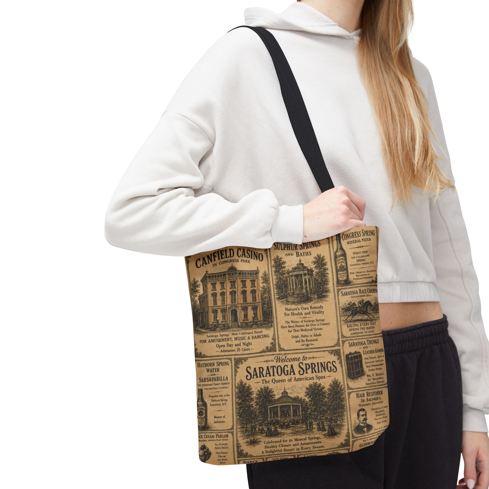 Saratoga Springs Vintage Newspaper Tote Bag