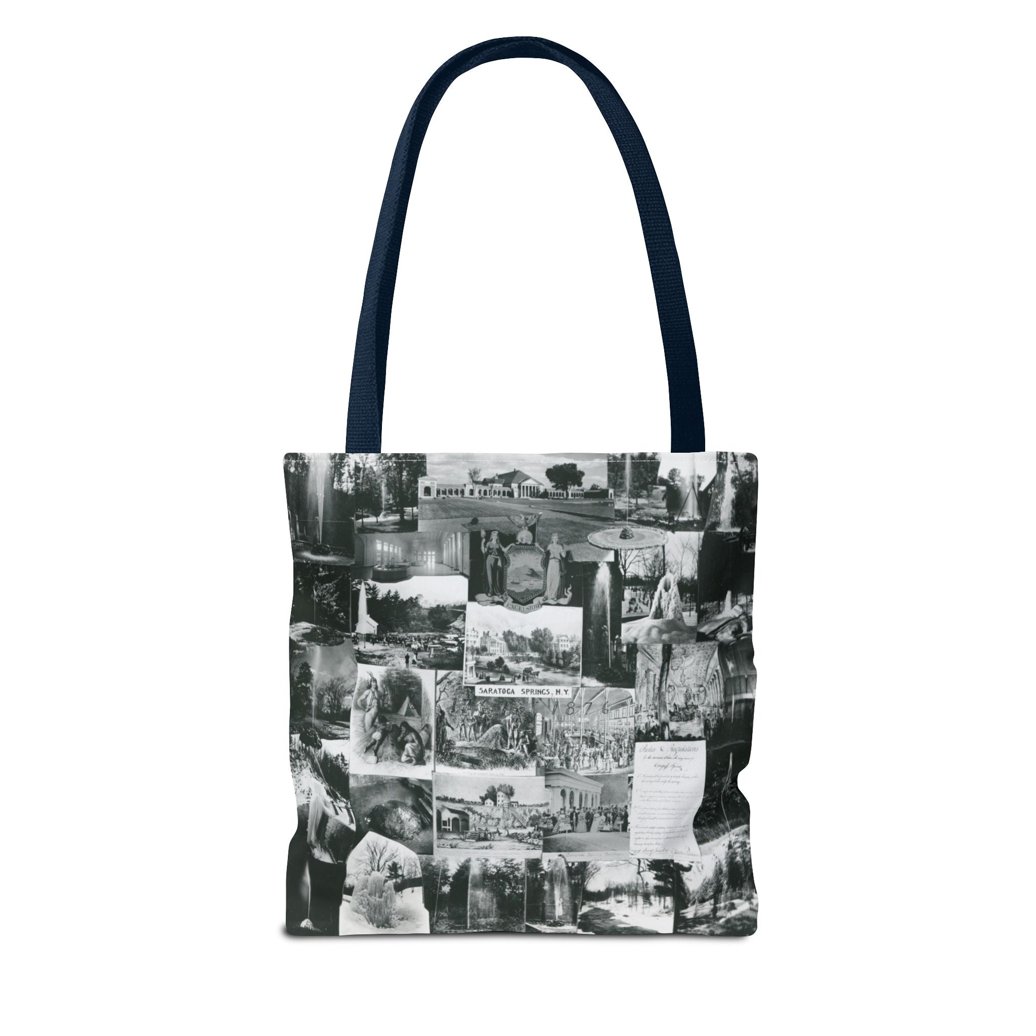 Saratoga Springs Vintage Photo Collage Tote Bag — Black & White Souvenir