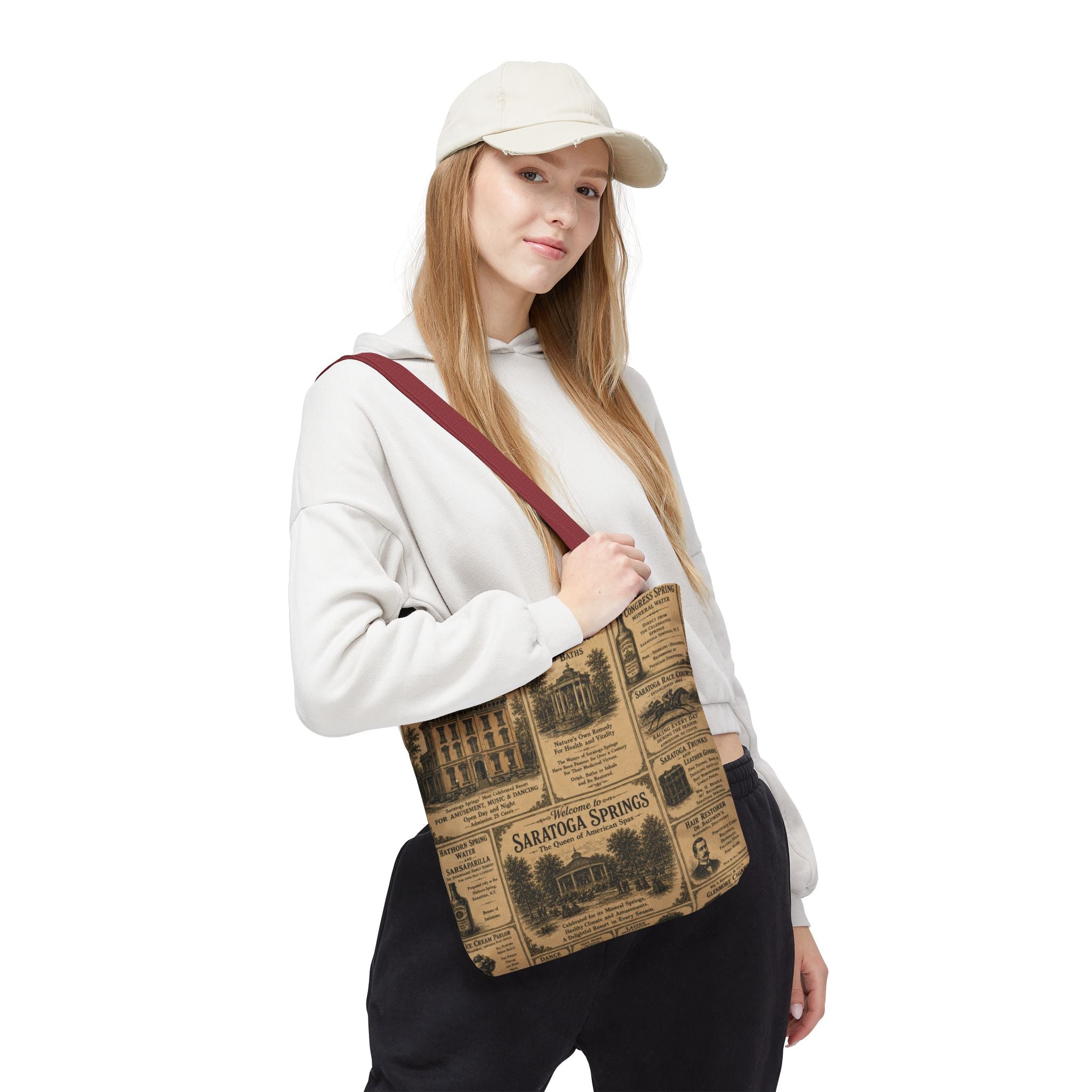 Saratoga Springs Vintage Newspaper Tote Bag