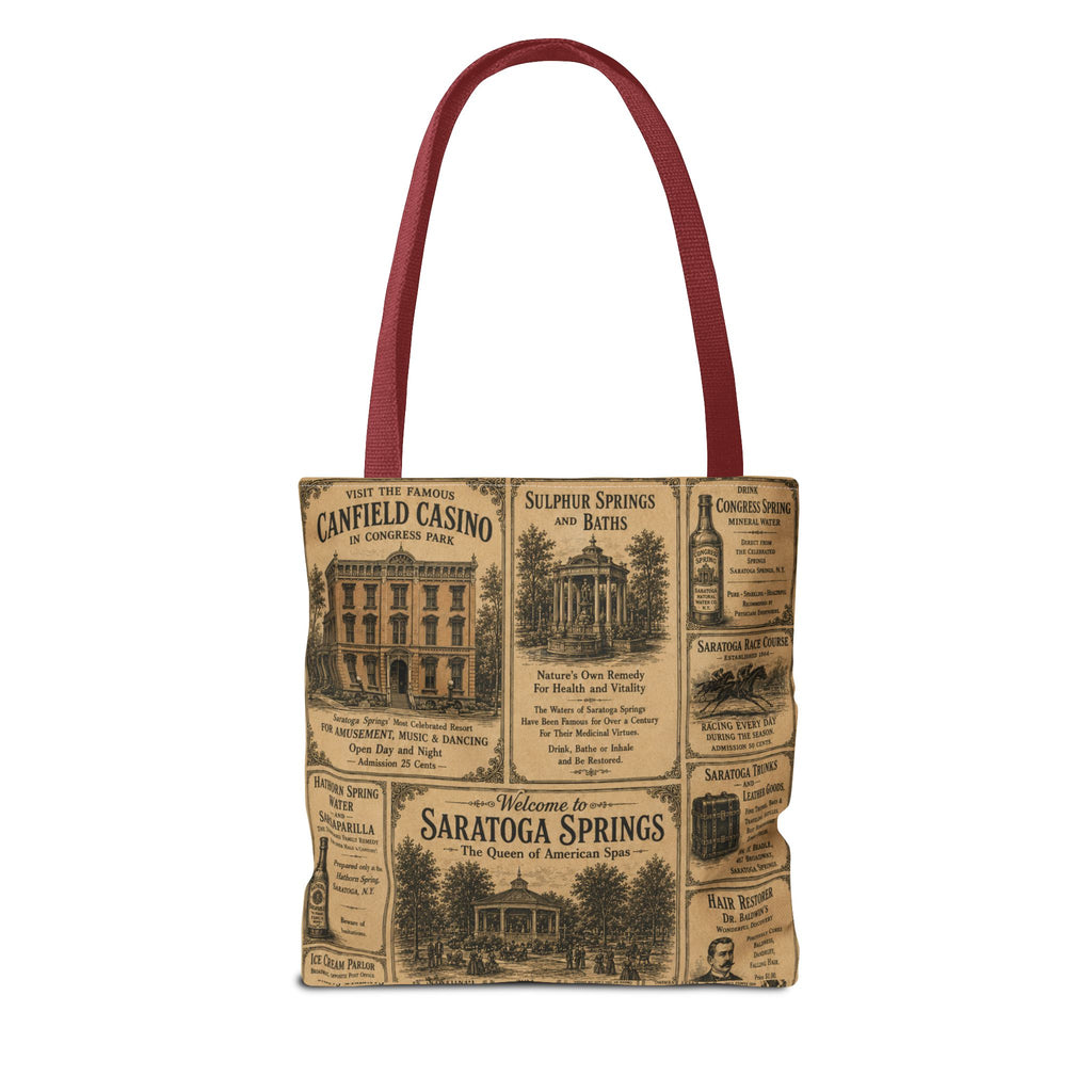 Saratoga Springs Vintage Newspaper Tote Bag