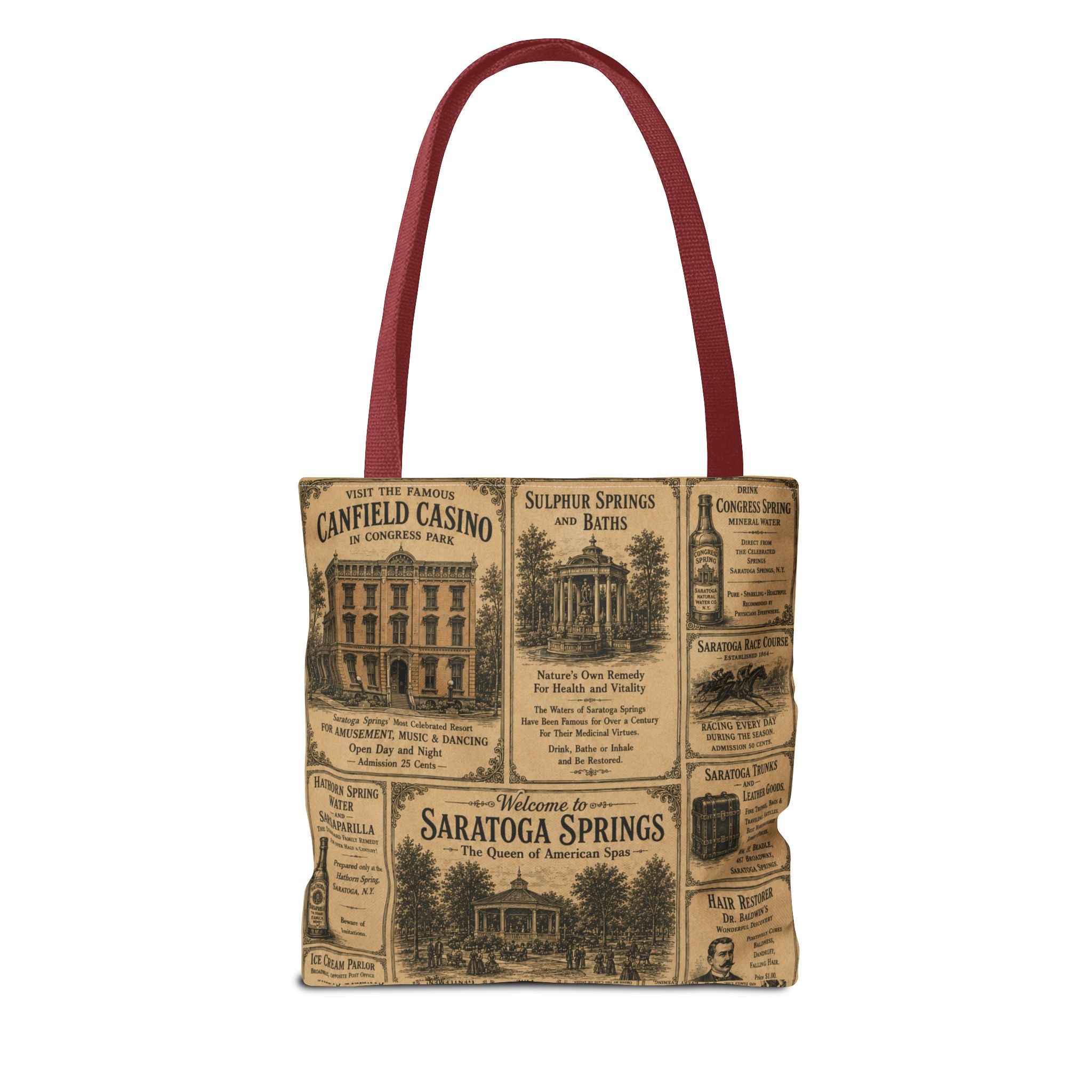 Saratoga Springs Vintage Newspaper Tote Bag