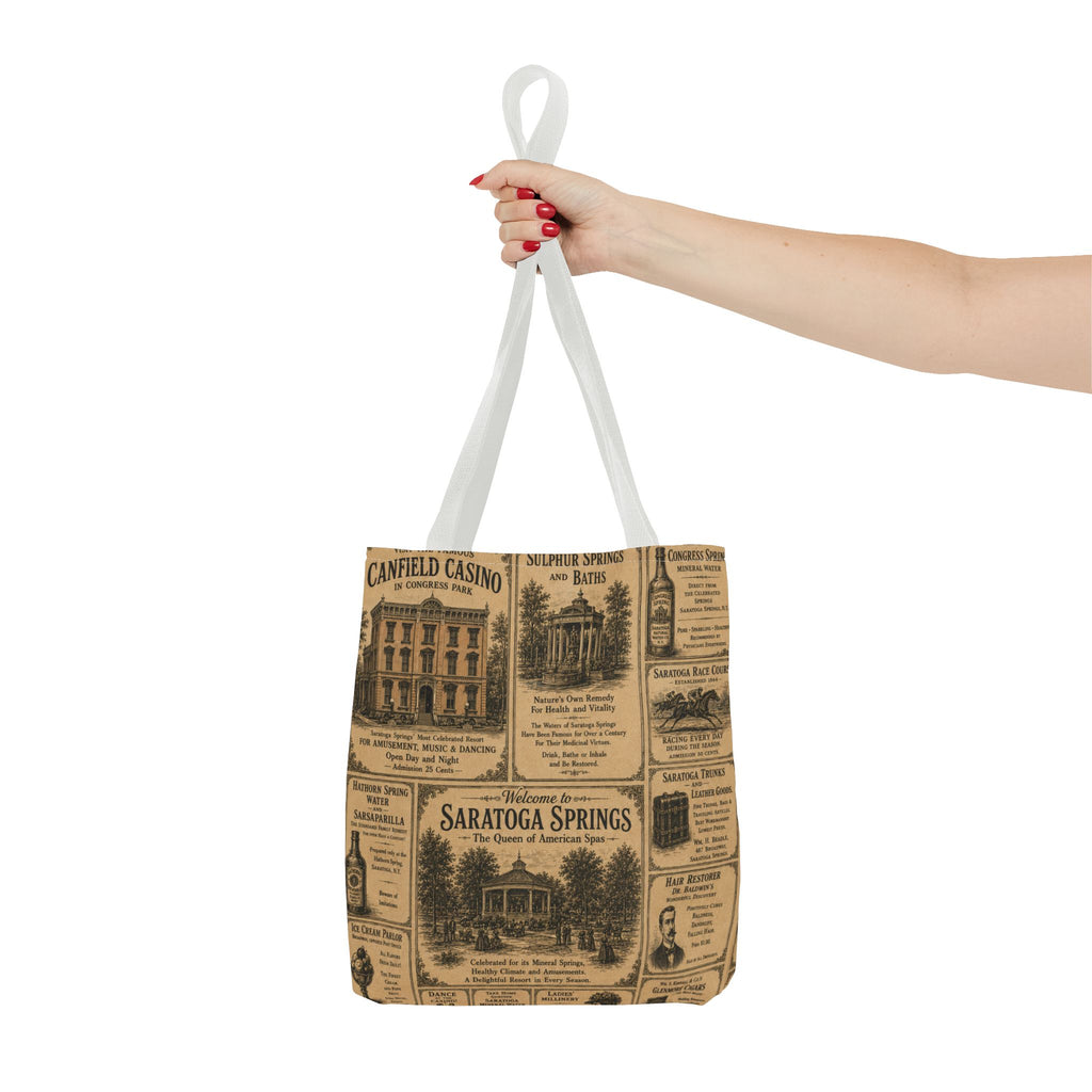 Saratoga Springs Vintage Newspaper Tote Bag