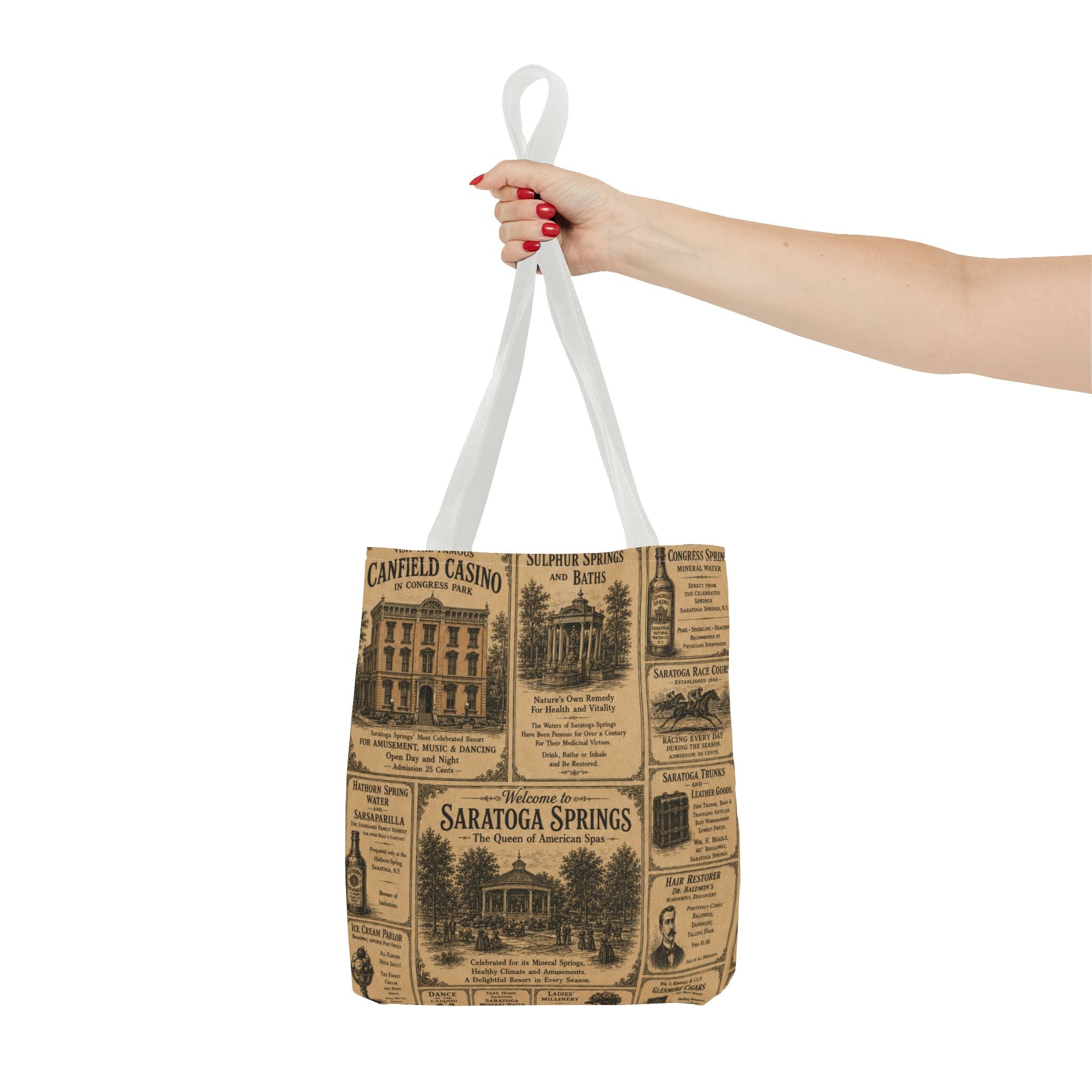 Saratoga Springs Vintage Newspaper Tote Bag