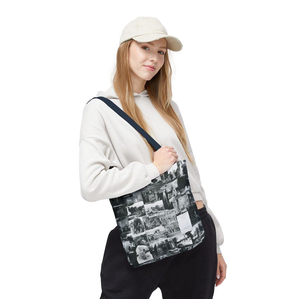 Saratoga Springs Vintage Photo Collage Tote Bag — Black & White Souvenir