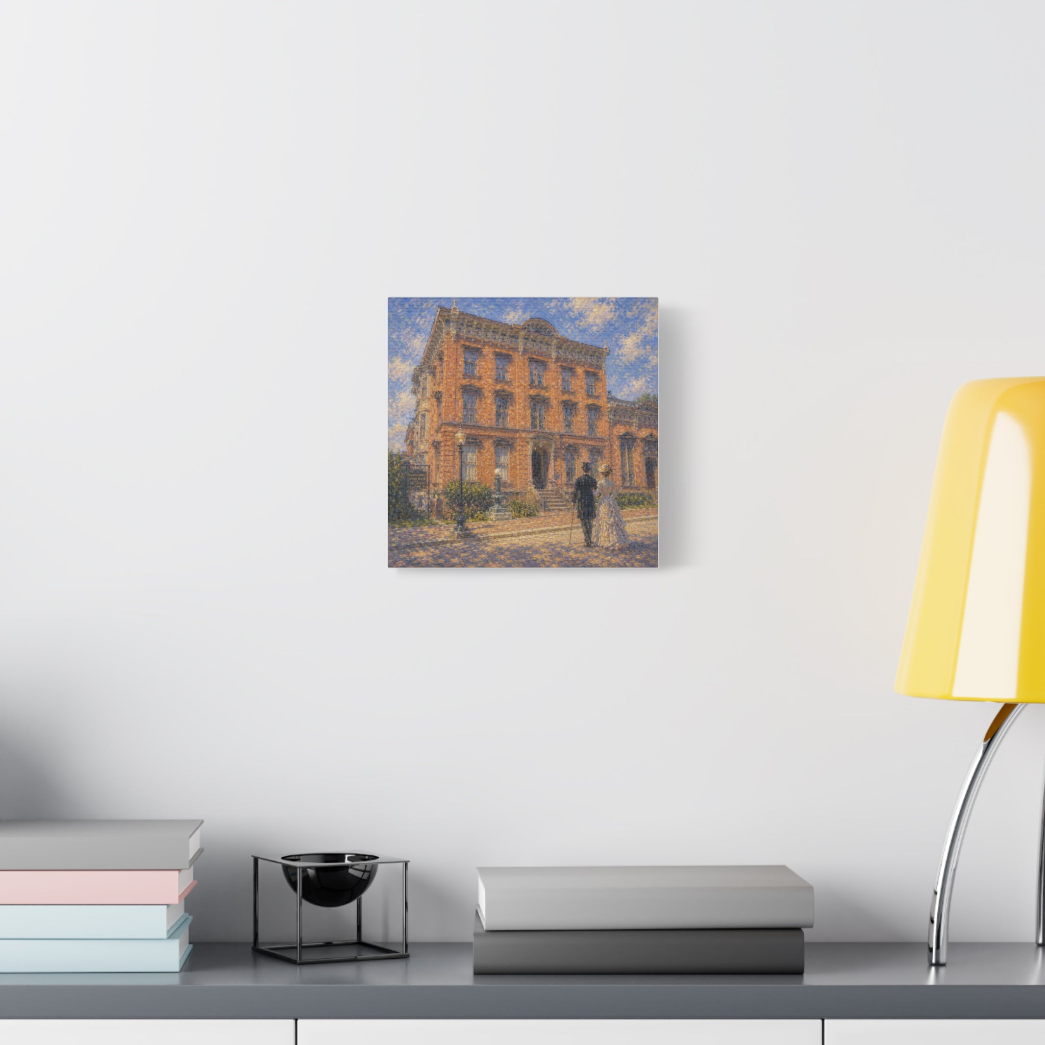 Vintage Saratoga Springs Cityscape Canvas — Romantic Victorian Street Scene, Matte Stretched 1.25"