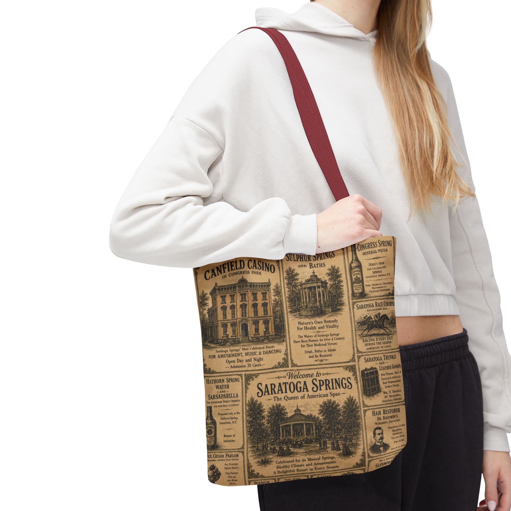 Saratoga Springs Vintage Newspaper Tote Bag