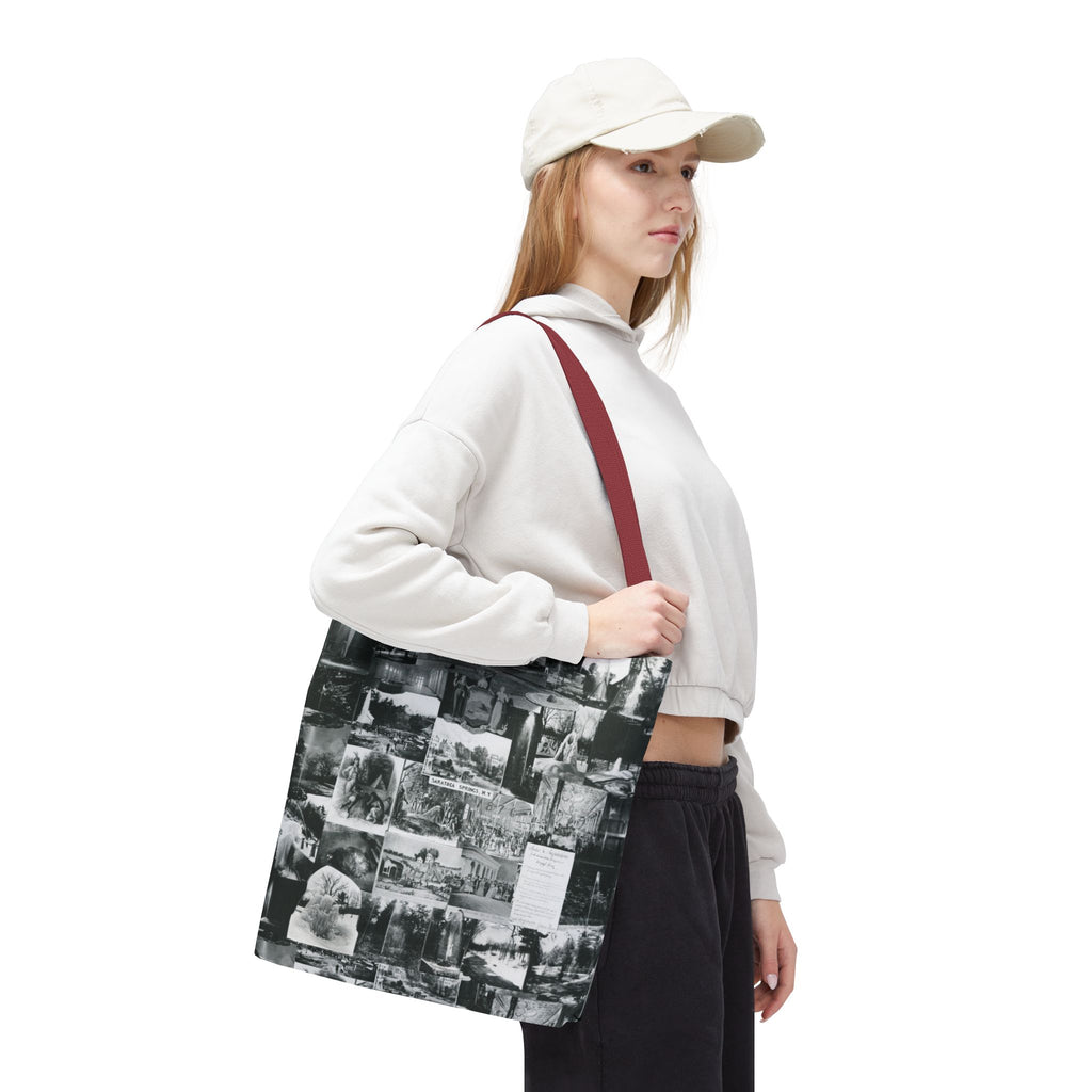 Saratoga Springs Vintage Photo Collage Tote Bag — Black & White Souvenir
