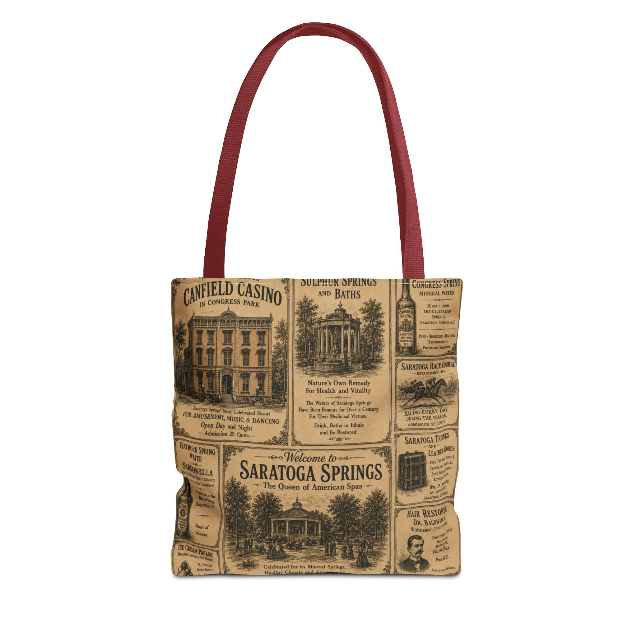Saratoga Springs Vintage Newspaper Tote Bag