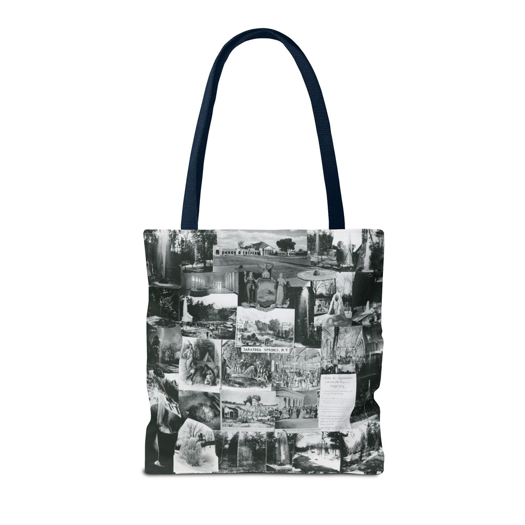Saratoga Springs Vintage Photo Collage Tote Bag — Black & White Souvenir