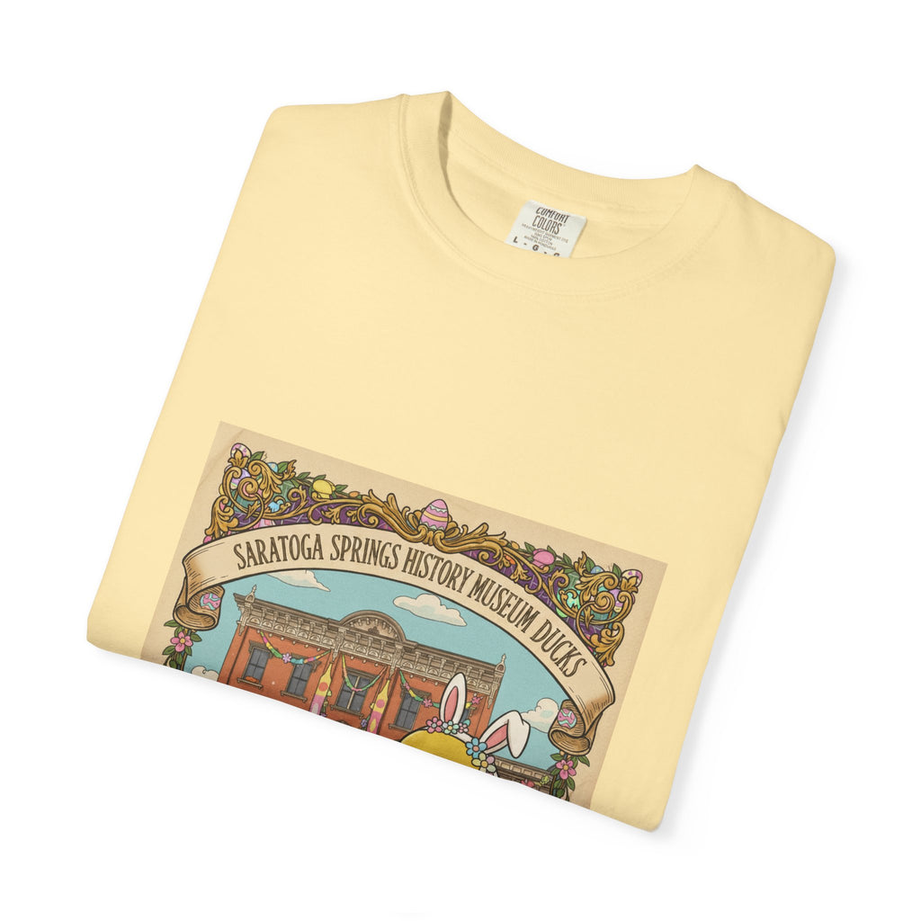 Saratoga Springs History Museum Duckling T-shirt | Easter Bunny Ears, Floral Vintage Illustration
