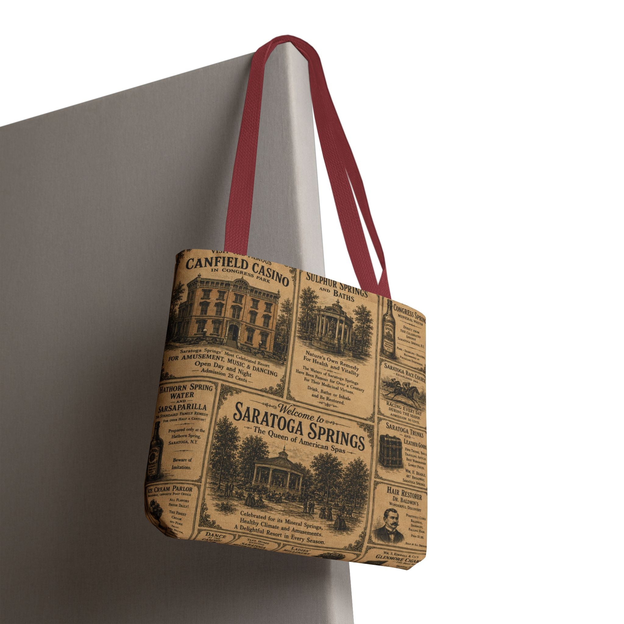 Saratoga Springs Vintage Newspaper Tote Bag