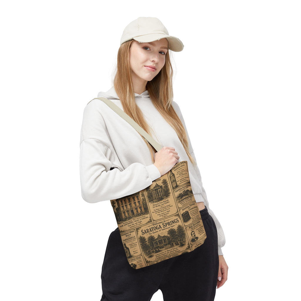 Saratoga Springs Vintage Newspaper Tote Bag