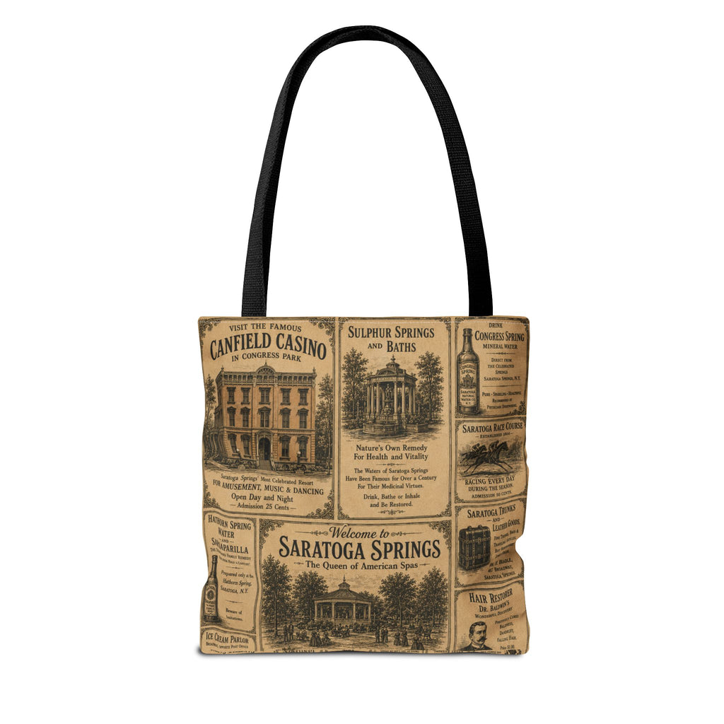 Saratoga Springs Vintage Newspaper Tote Bag