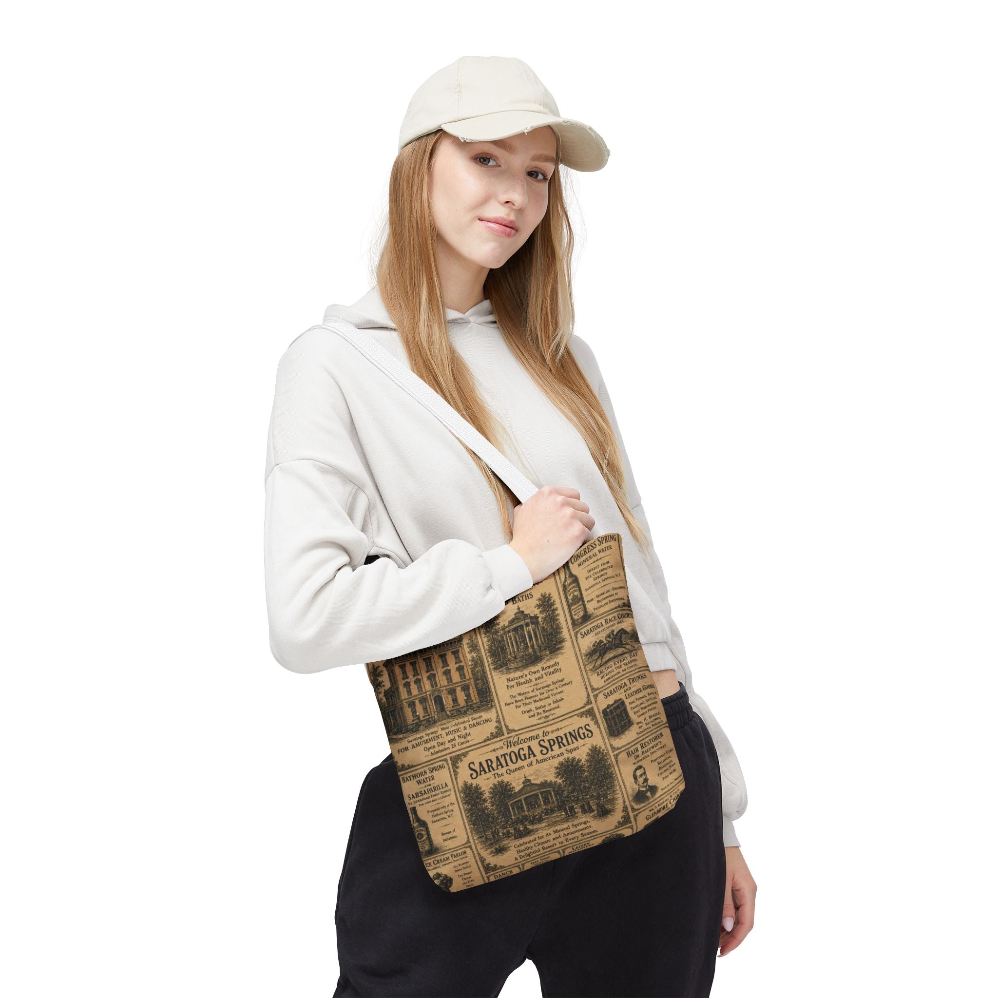 Saratoga Springs Vintage Newspaper Tote Bag
