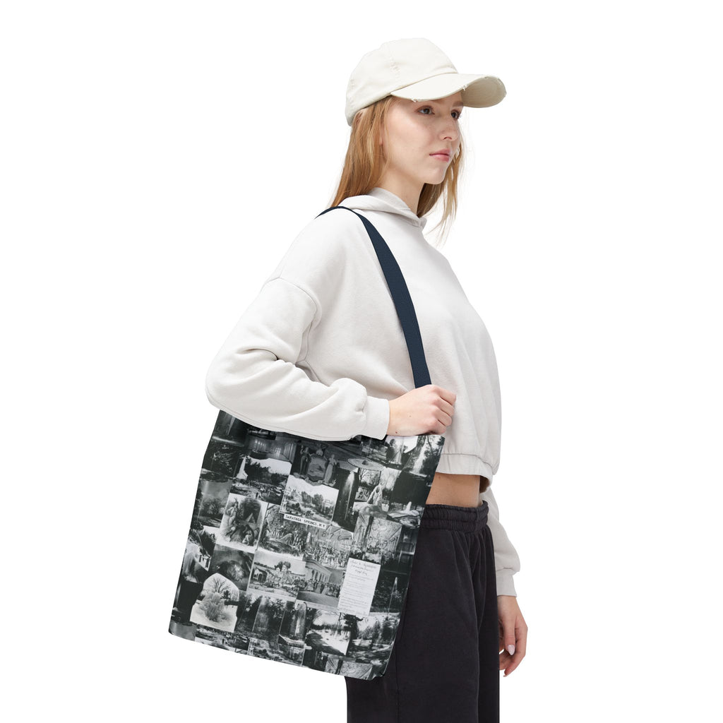 Saratoga Springs Vintage Photo Collage Tote Bag — Black & White Souvenir