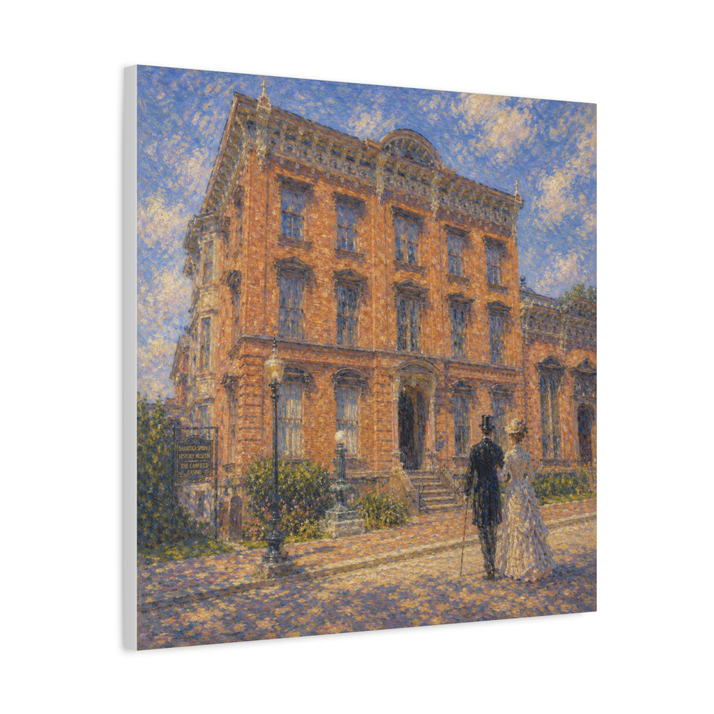 Vintage Saratoga Springs Cityscape Canvas — Romantic Victorian Street Scene, Matte Stretched 1.25"