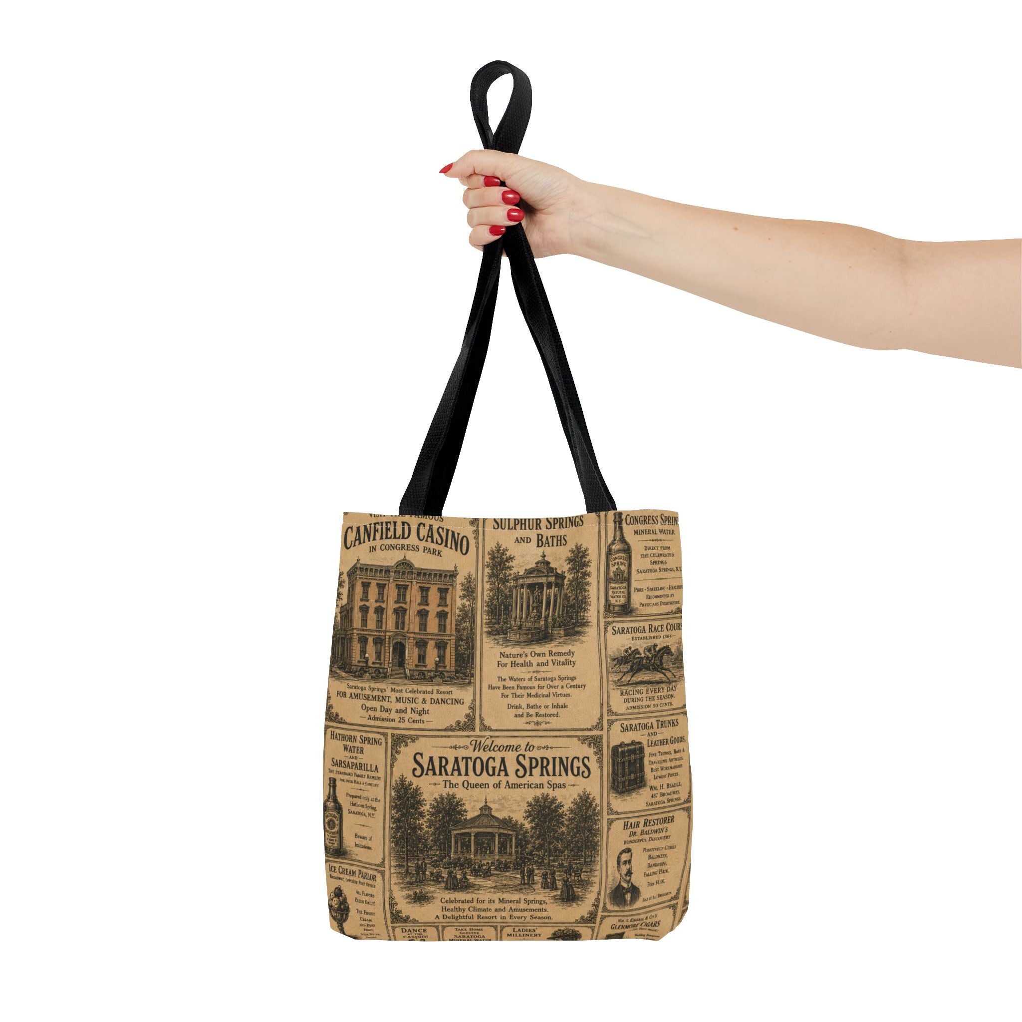 Saratoga Springs Vintage Newspaper Tote Bag