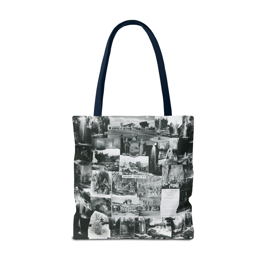 Saratoga Springs Vintage Photo Collage Tote Bag — Black & White Souvenir