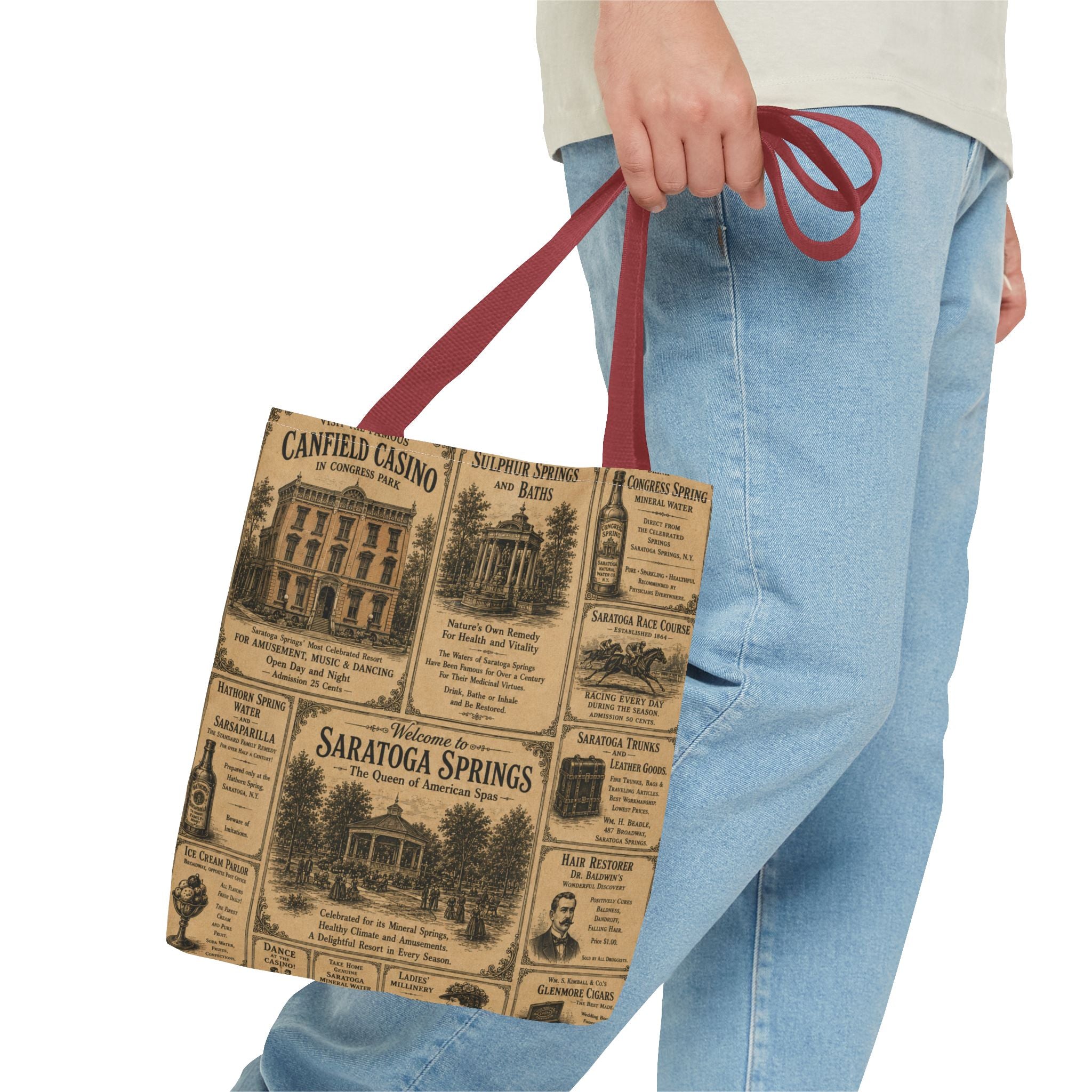 Saratoga Springs Vintage Newspaper Tote Bag