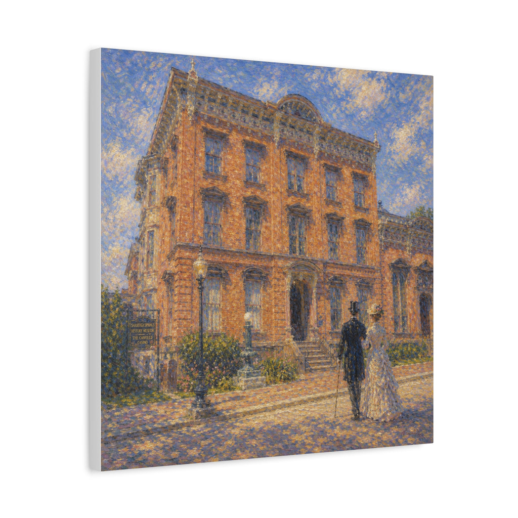 Vintage Saratoga Springs Cityscape Canvas — Romantic Victorian Street Scene, Matte Stretched 1.25"