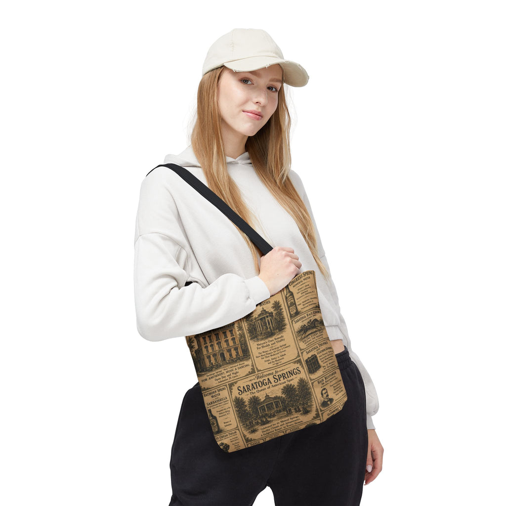 Saratoga Springs Vintage Newspaper Tote Bag