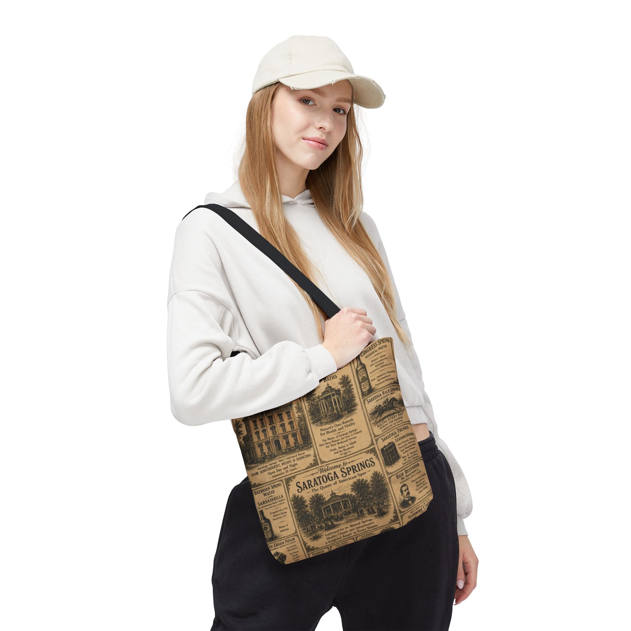 Saratoga Springs Vintage Newspaper Tote Bag