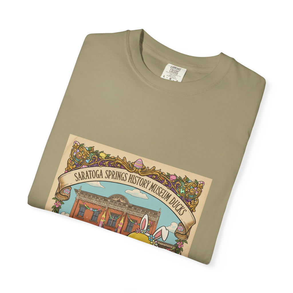 Saratoga Springs History Museum Duckling T-shirt | Easter Bunny Ears, Floral Vintage Illustration