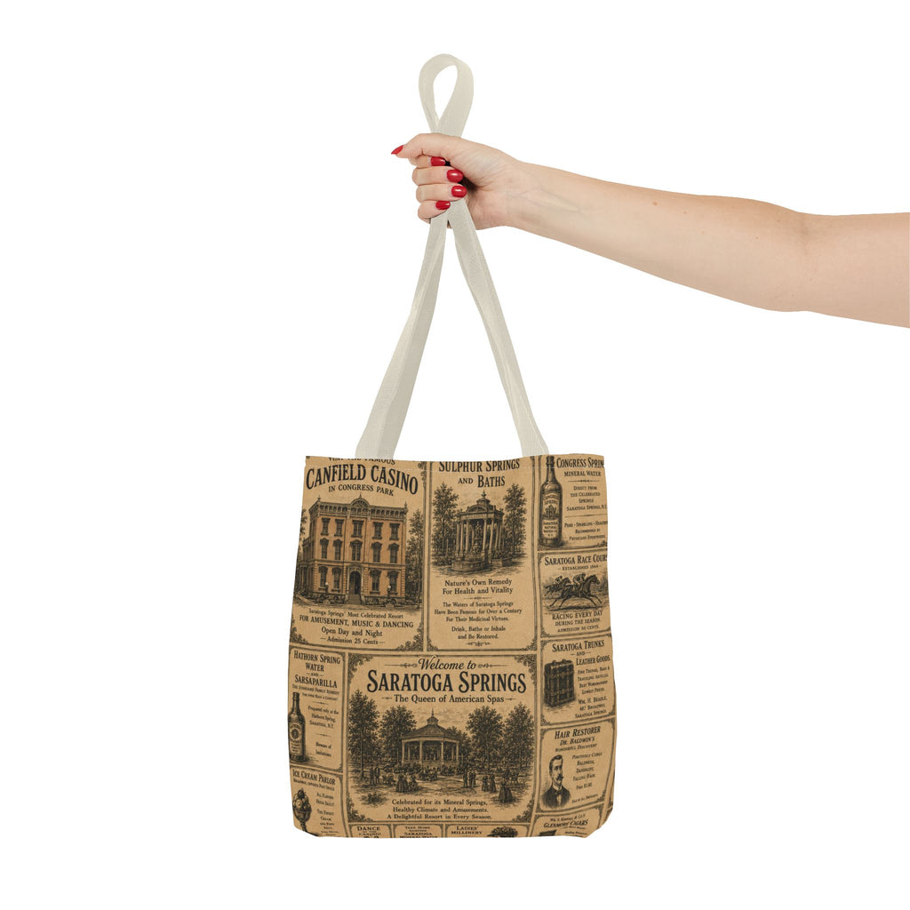 Saratoga Springs Vintage Newspaper Tote Bag