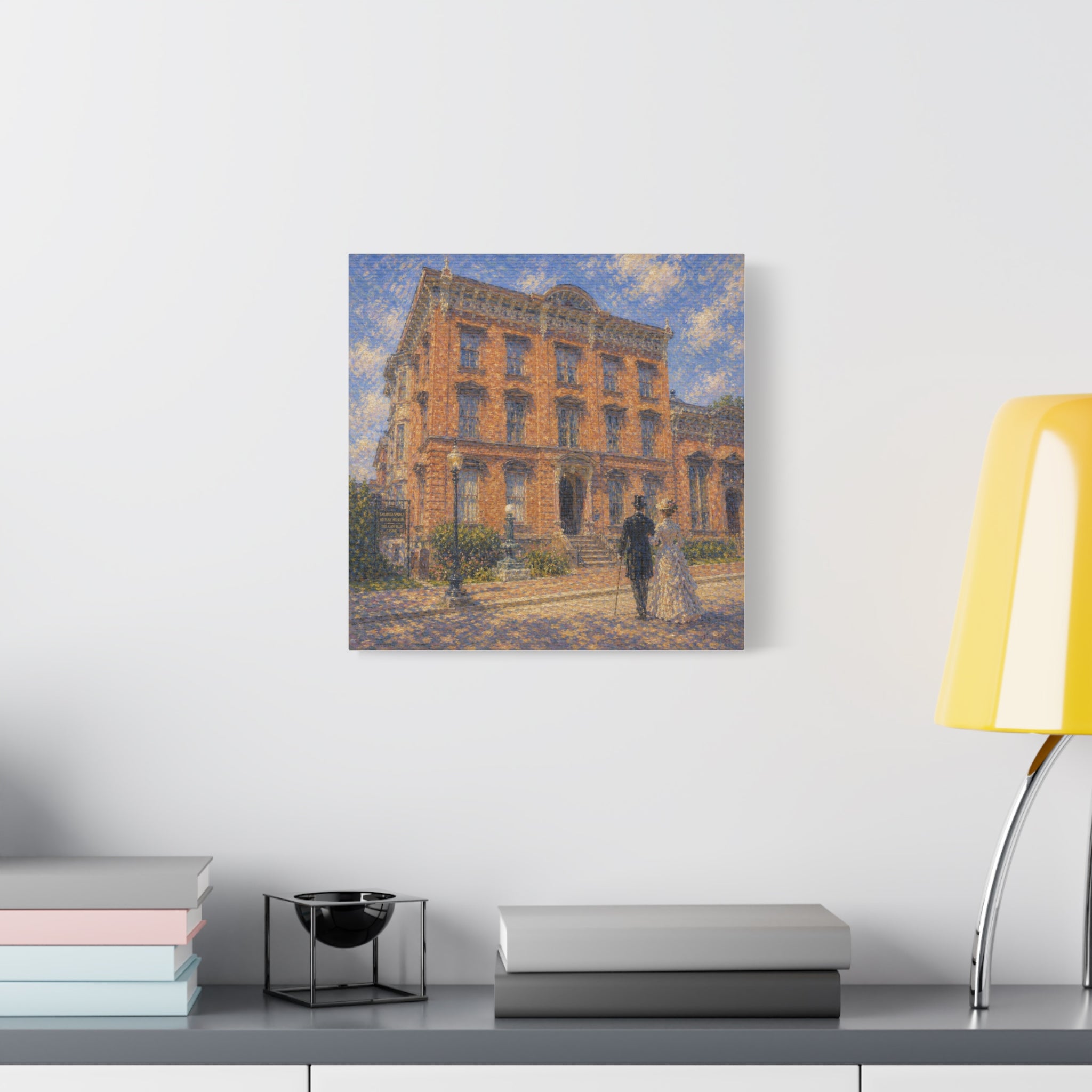 Vintage Saratoga Springs Cityscape Canvas — Romantic Victorian Street Scene, Matte Stretched 1.25"
