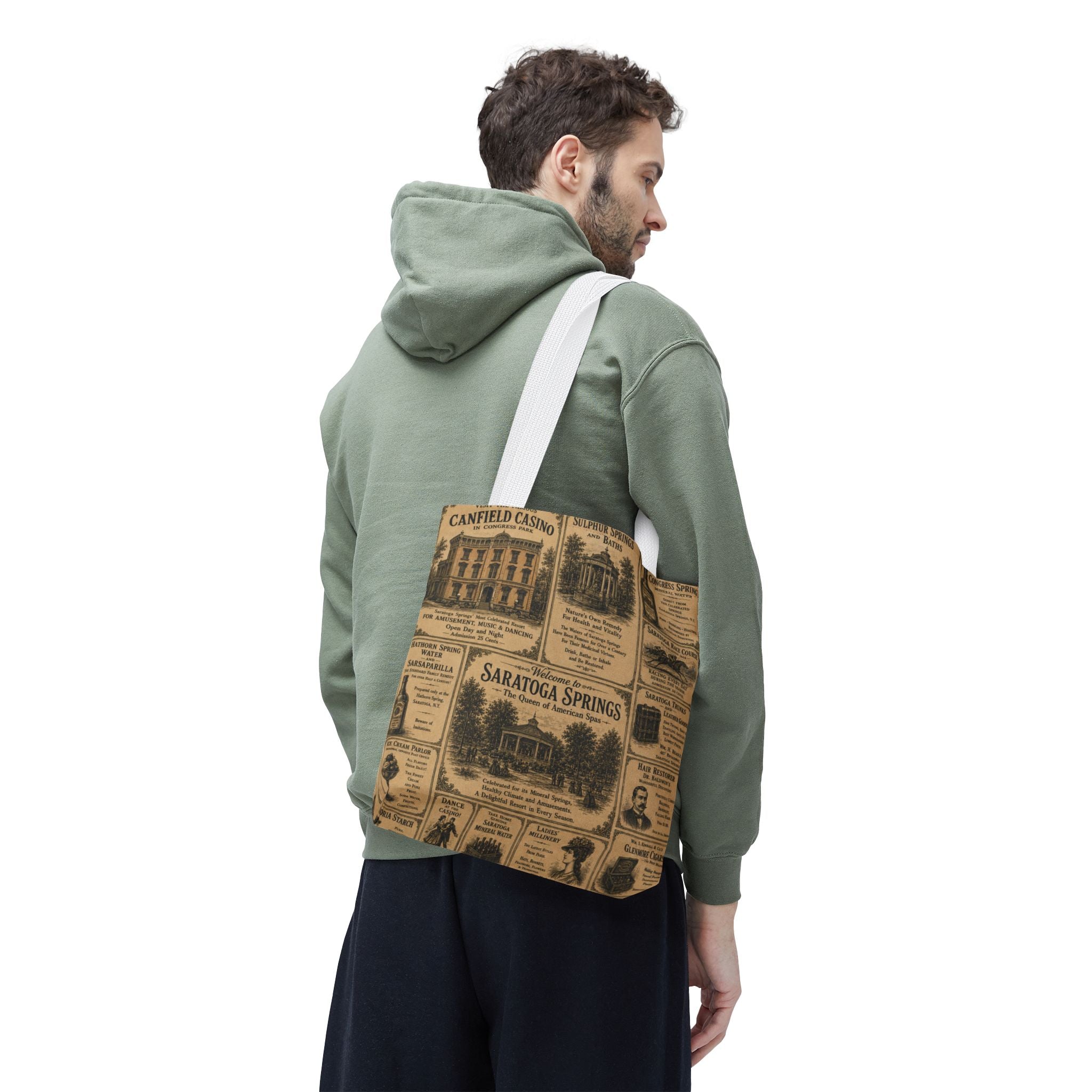 Saratoga Springs Vintage Newspaper Tote Bag