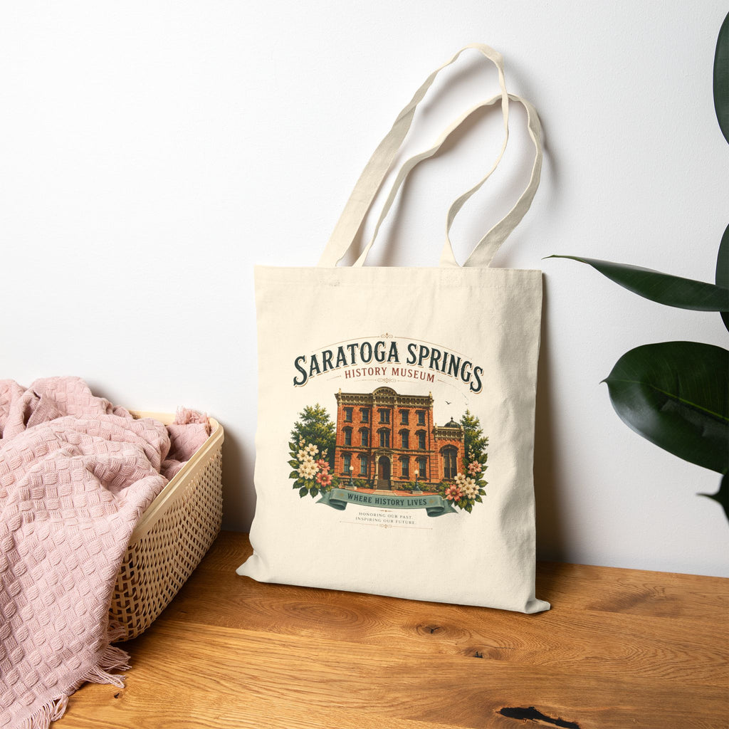 Saratoga Springs History Museum Vintage Building Canvas Tote
