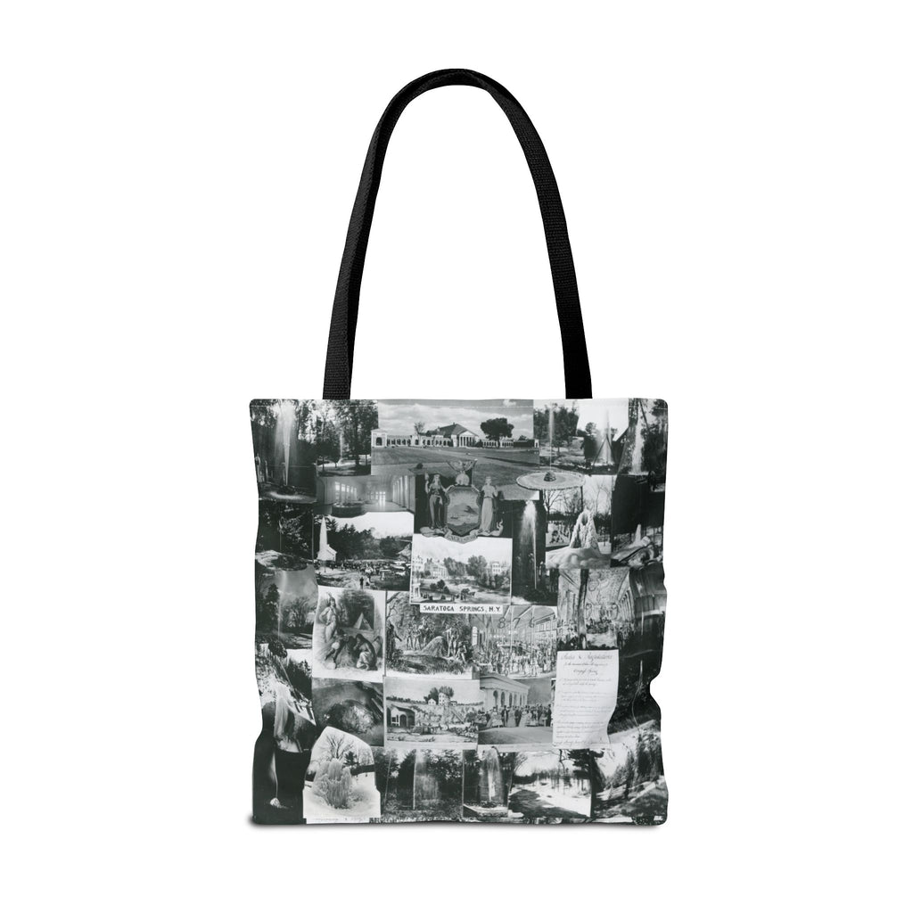 Saratoga Springs Vintage Photo Collage Tote Bag — Black & White Souvenir
