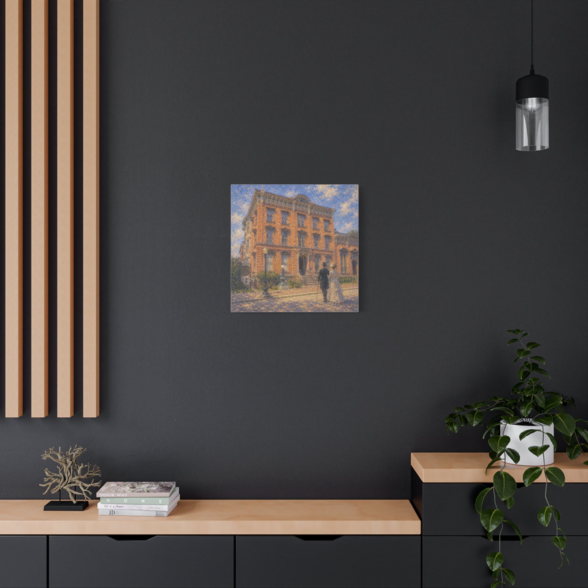 Vintage Saratoga Springs Cityscape Canvas — Romantic Victorian Street Scene, Matte Stretched 1.25"