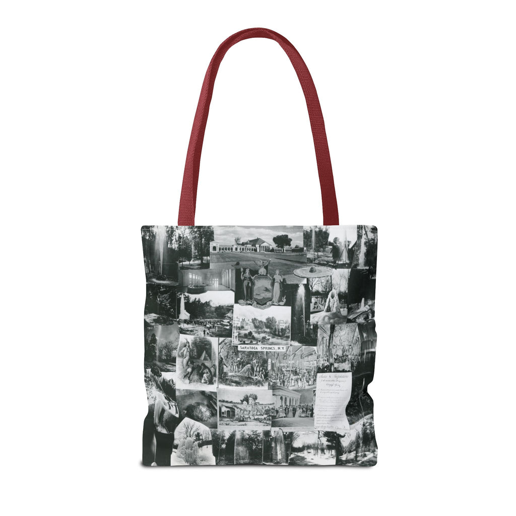 Saratoga Springs Vintage Photo Collage Tote Bag — Black & White Souvenir