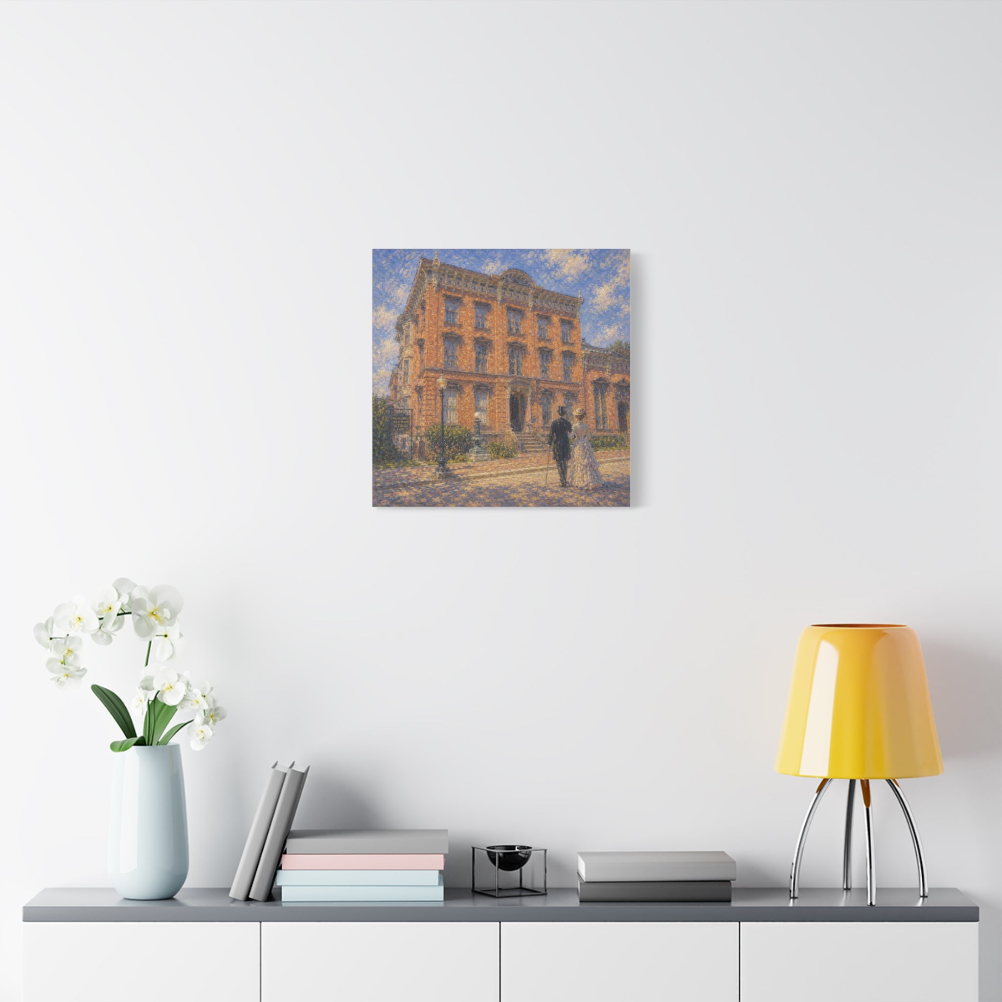 Vintage Saratoga Springs Cityscape Canvas — Romantic Victorian Street Scene, Matte Stretched 1.25"