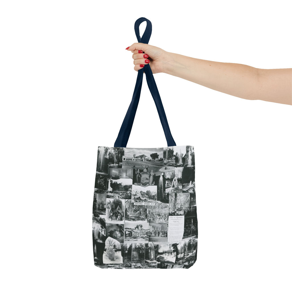 Saratoga Springs Vintage Photo Collage Tote Bag — Black & White Souvenir