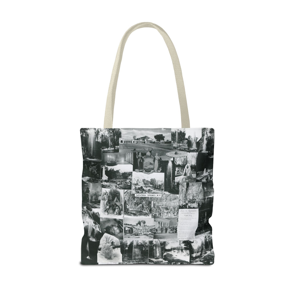 Saratoga Springs Vintage Photo Collage Tote Bag — Black & White Souvenir