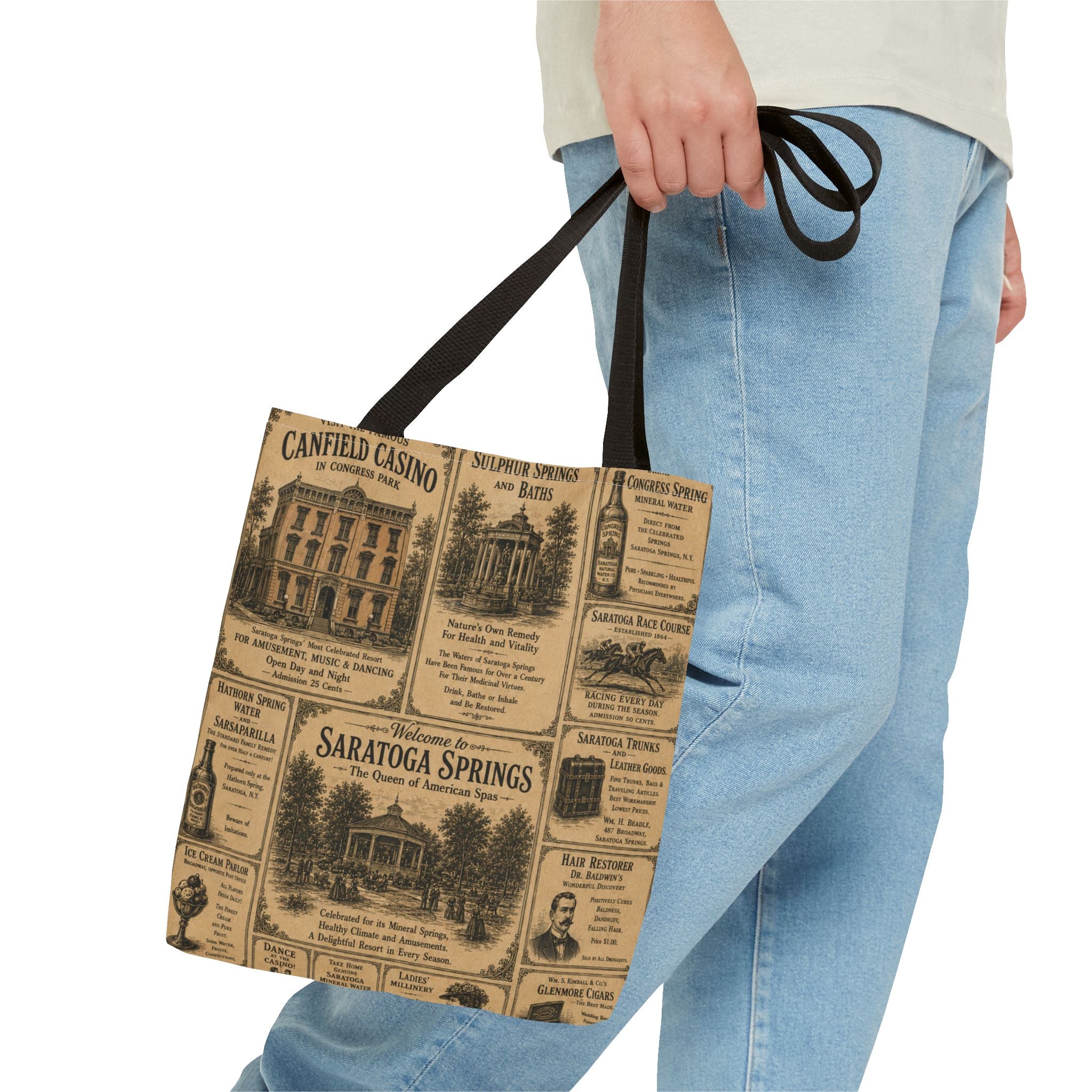 Saratoga Springs Vintage Newspaper Tote Bag