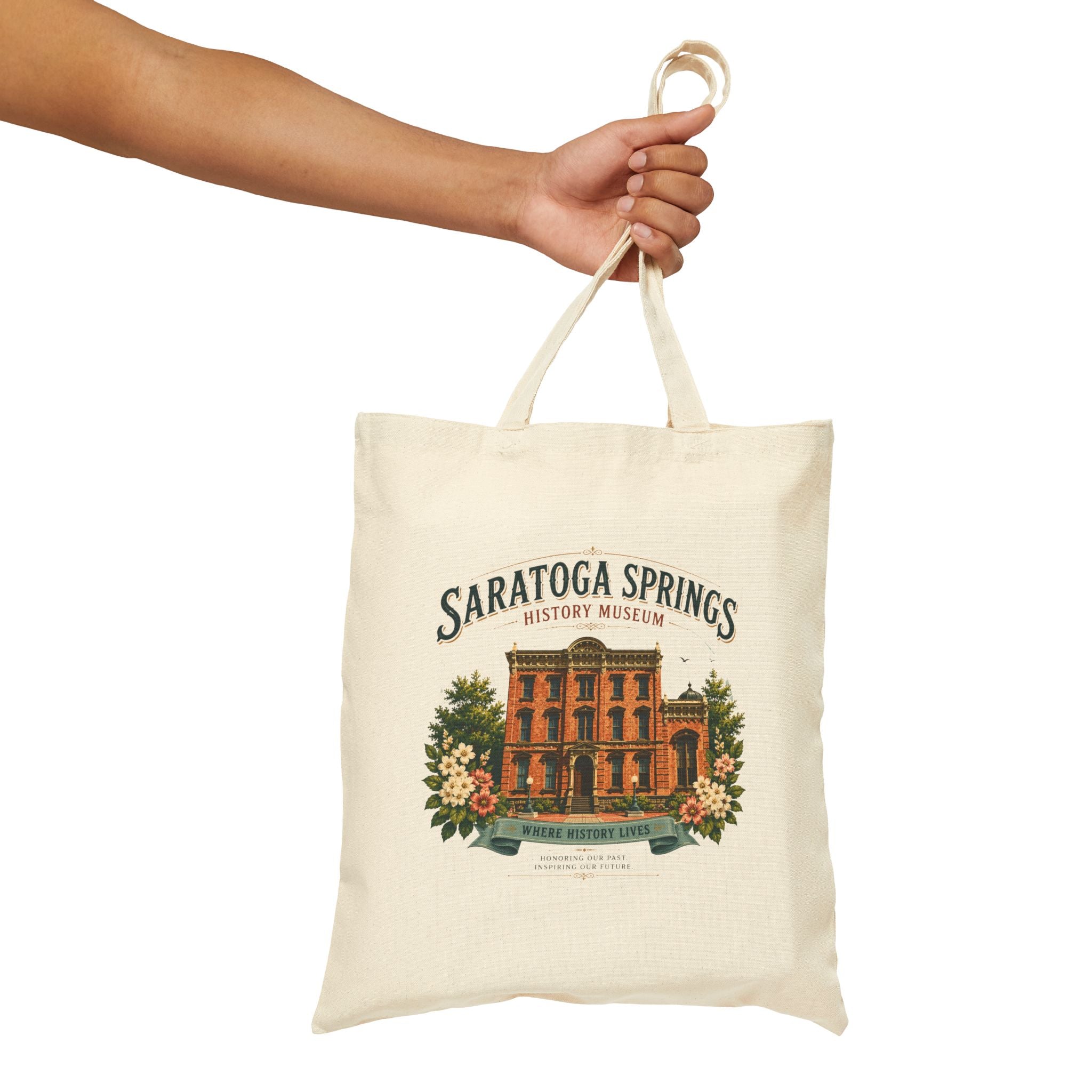 Saratoga Springs History Museum Vintage Building Canvas Tote