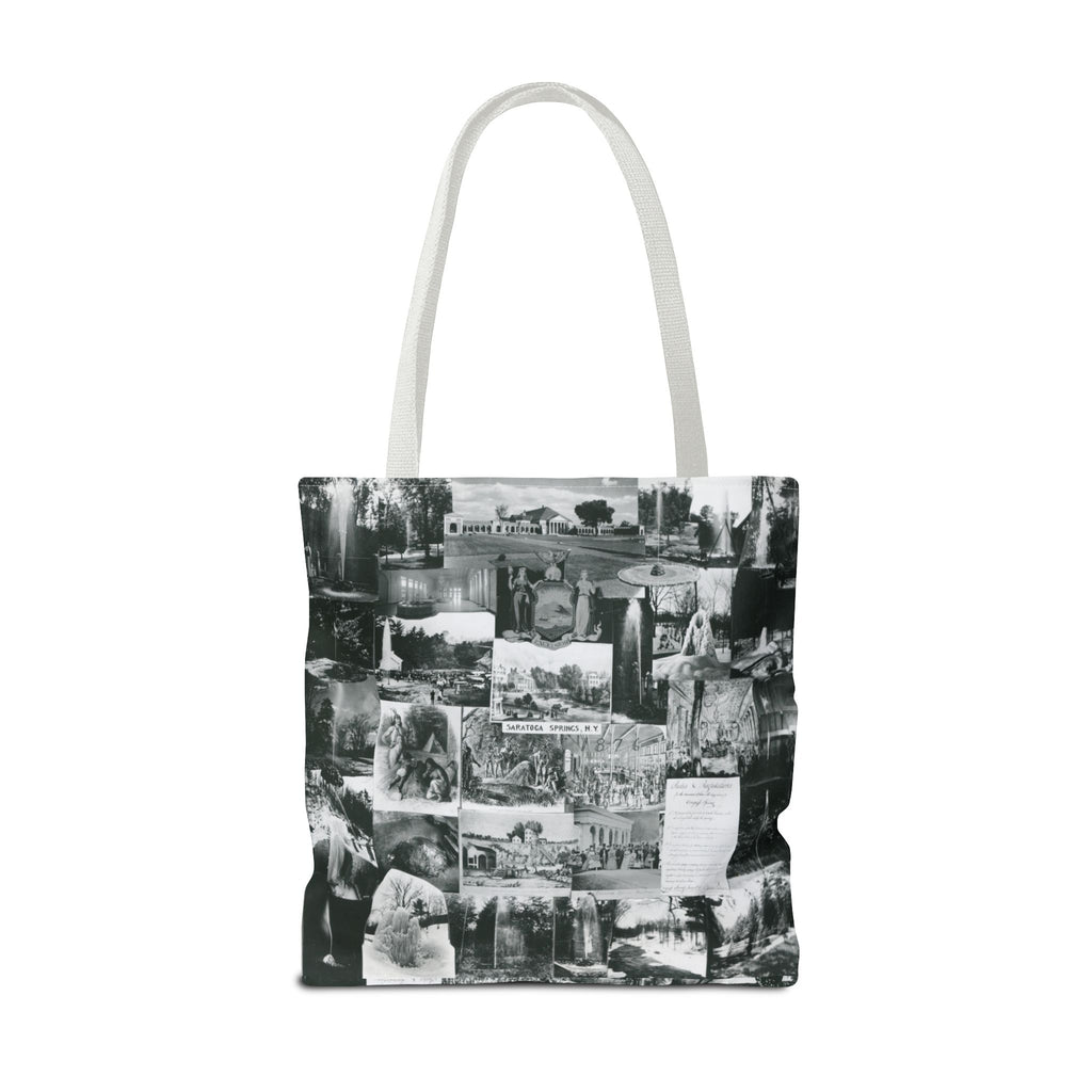 Saratoga Springs Vintage Photo Collage Tote Bag — Black & White Souvenir