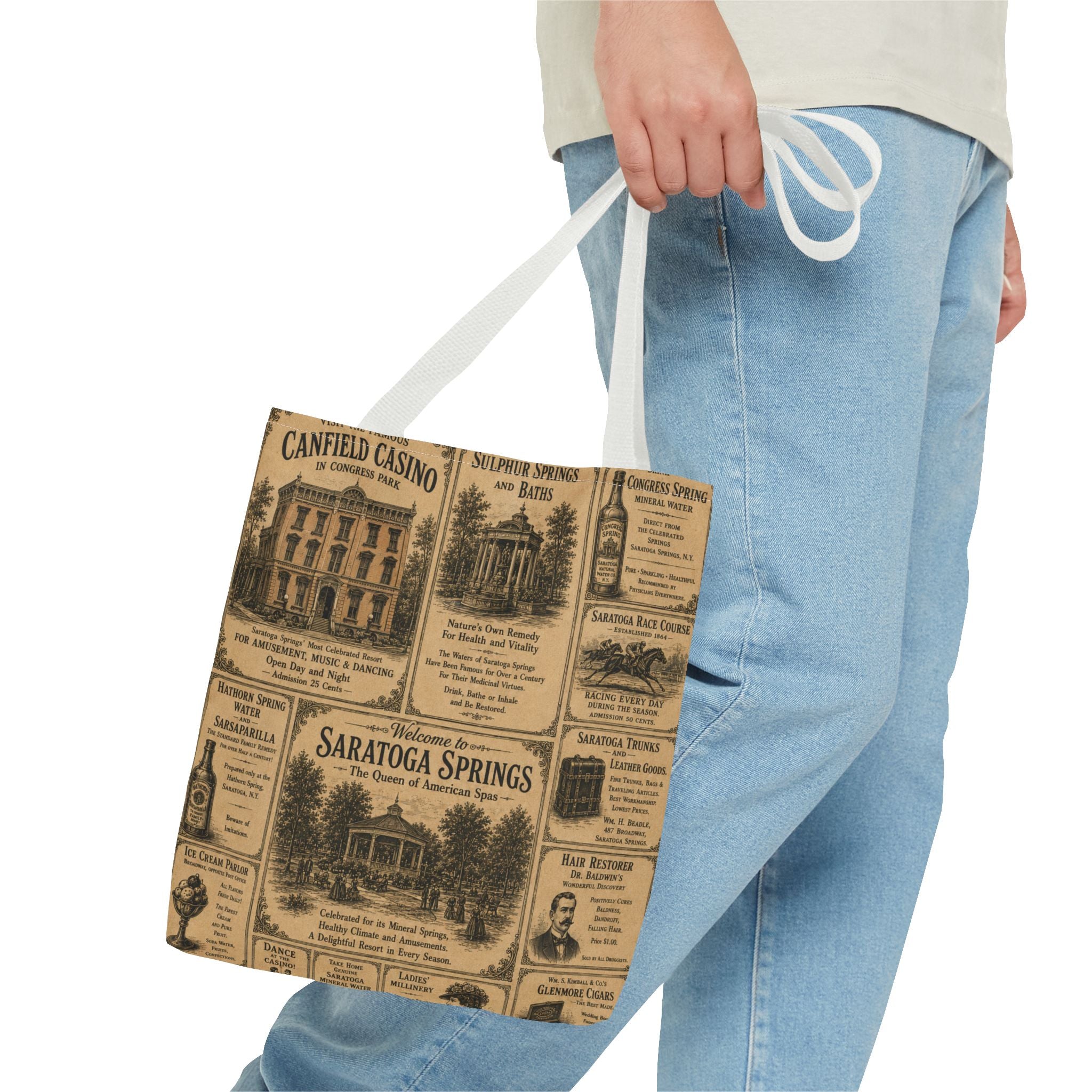 Saratoga Springs Vintage Newspaper Tote Bag