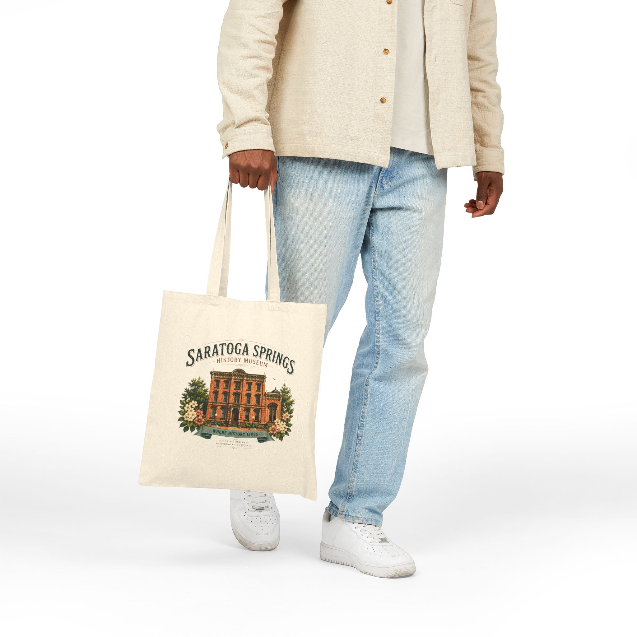 Saratoga Springs History Museum Vintage Building Canvas Tote