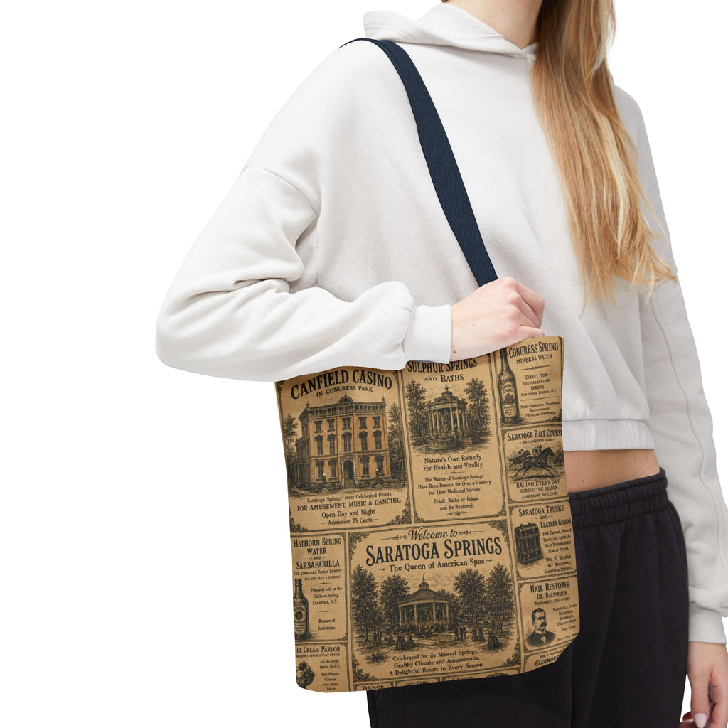Saratoga Springs Vintage Newspaper Tote Bag