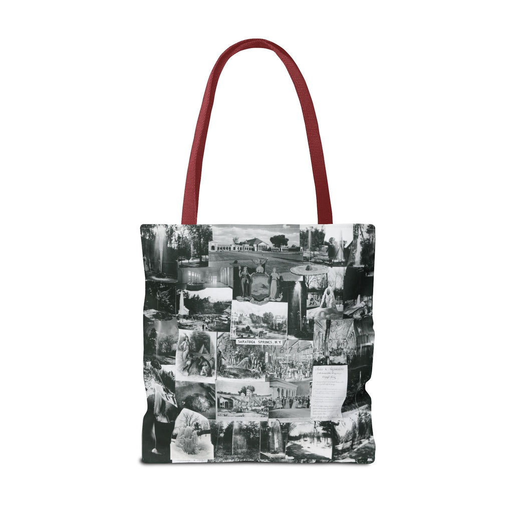 Saratoga Springs Vintage Photo Collage Tote Bag — Black & White Souvenir