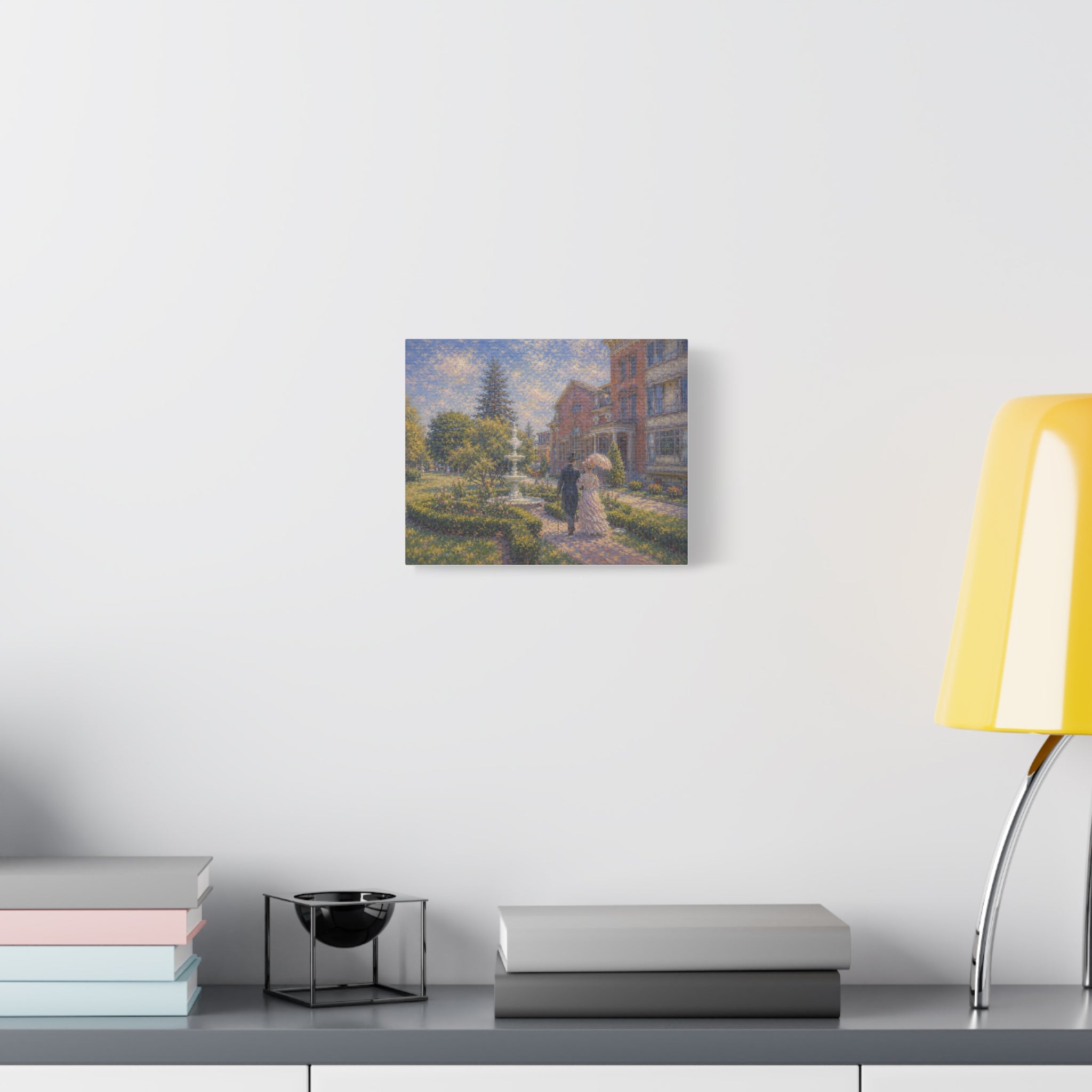 Impressionist Garden Stroll Matte Canvas Wall Art — Victorian Couple in Saratoga Springs