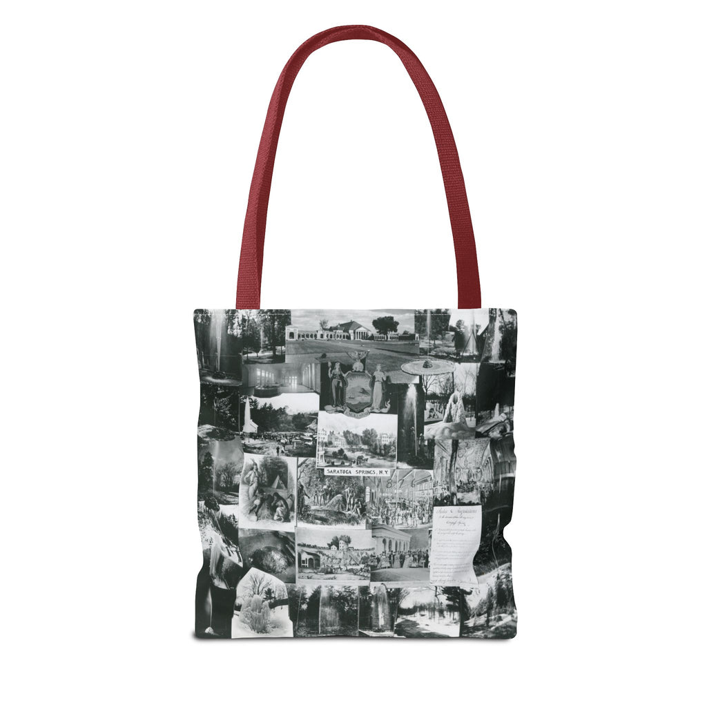 Saratoga Springs Vintage Photo Collage Tote Bag — Black & White Souvenir